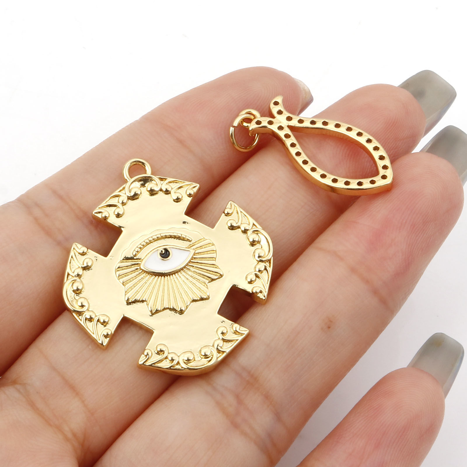 Picture of Brass Micro Pave Charms Gold Plated Heart Enamel