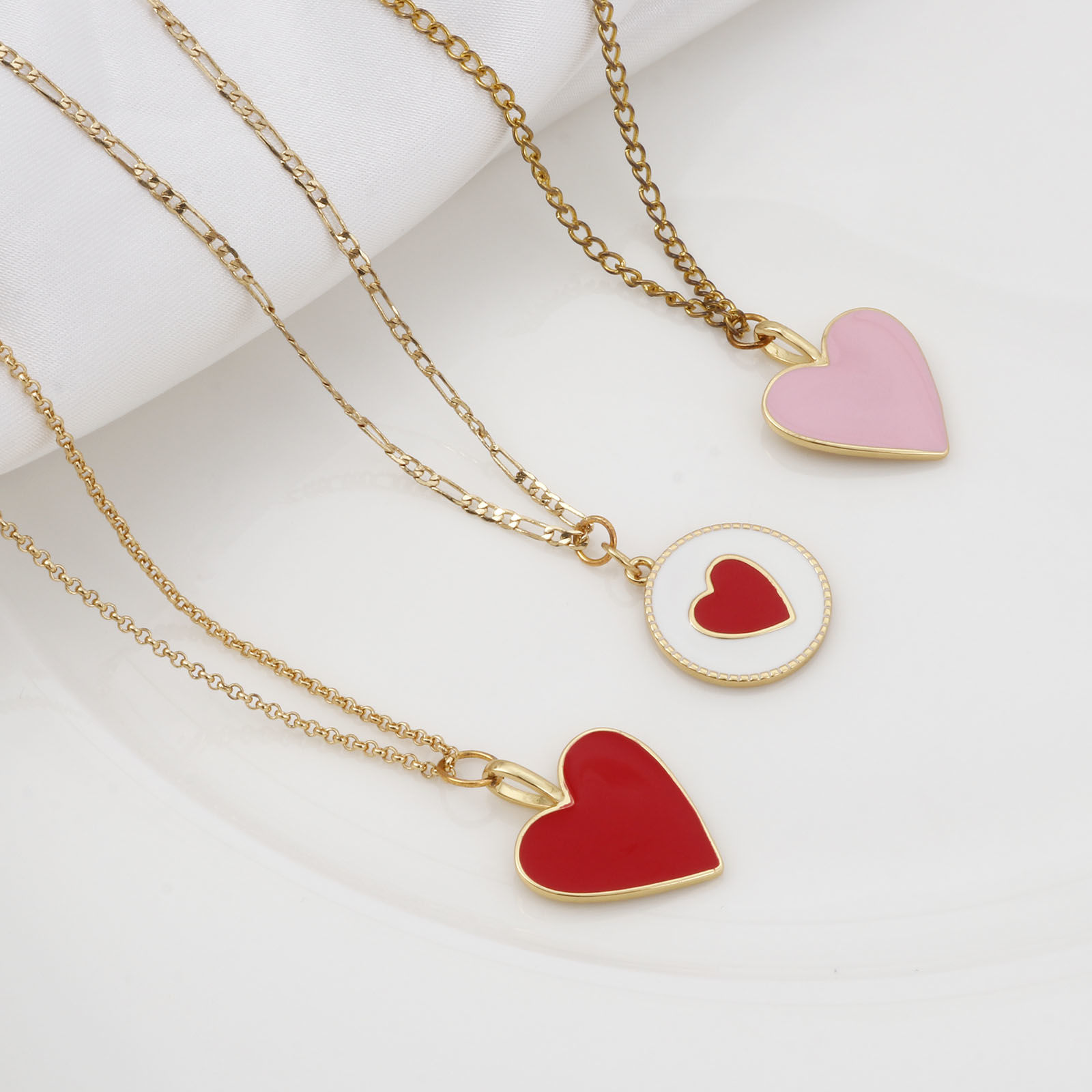 Imagen de Latón día de San Valentín Colgantes Charms Chapado en Oro Multicolor Corazón Esmalte 1 Unidad