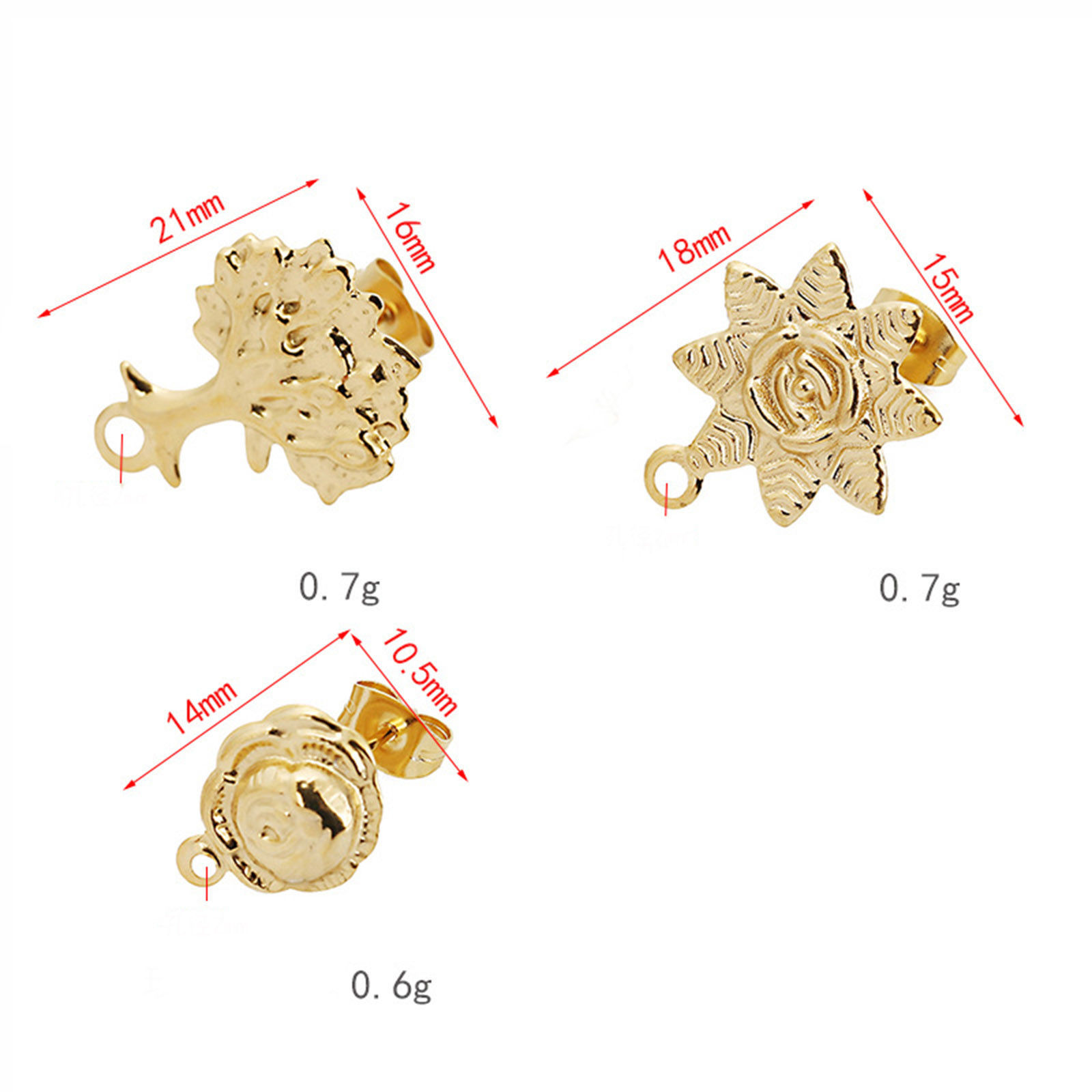 Picture of 304 Stainless Steel Ear Post Stud Earrings Multicolor With Stoppers Post/ Wire Size: (21 gauge)
