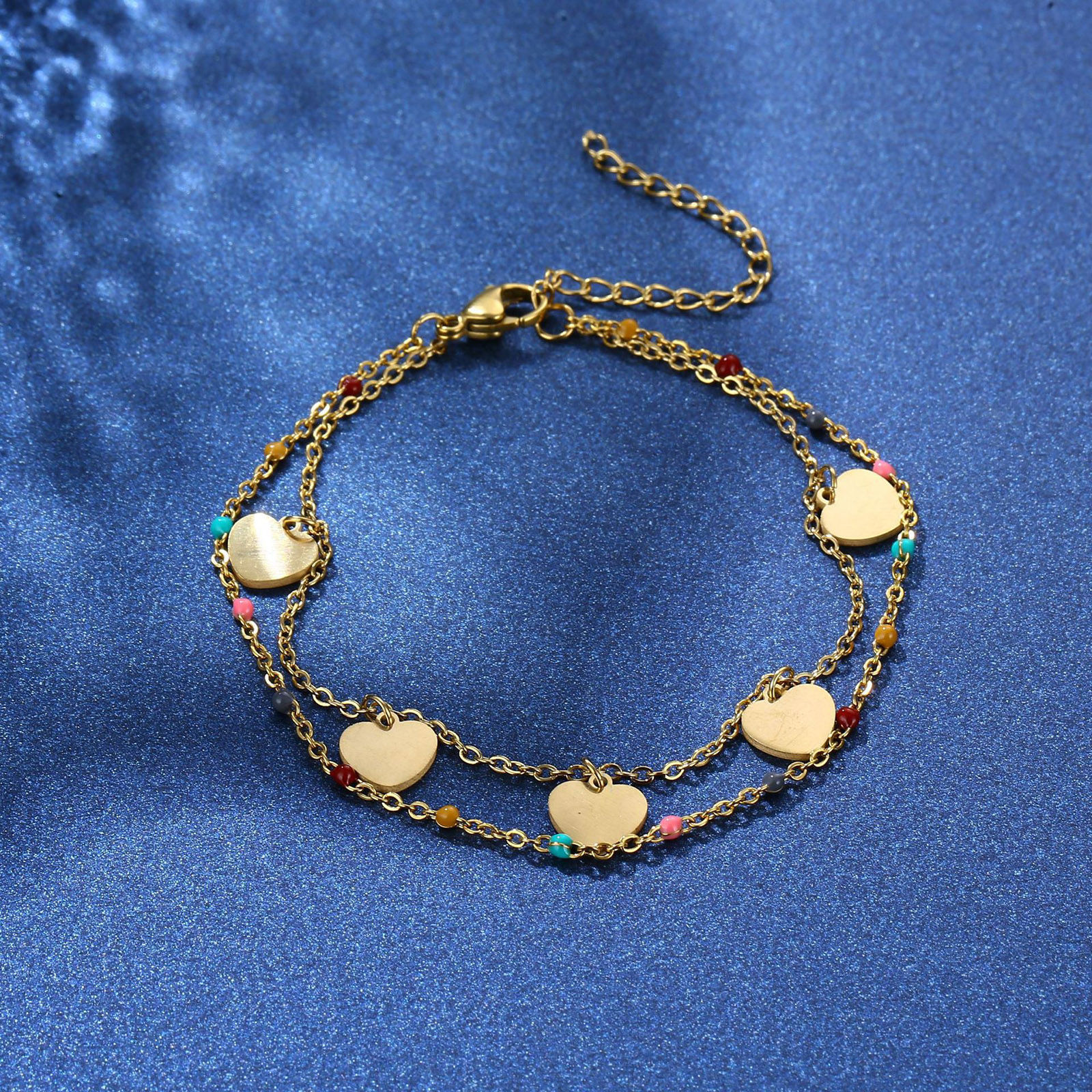 Picture of 304 Stainless Steel Stylish Link Cable Chain Bracelets Gold Plated Star Moon 17cm(6 6/8") long