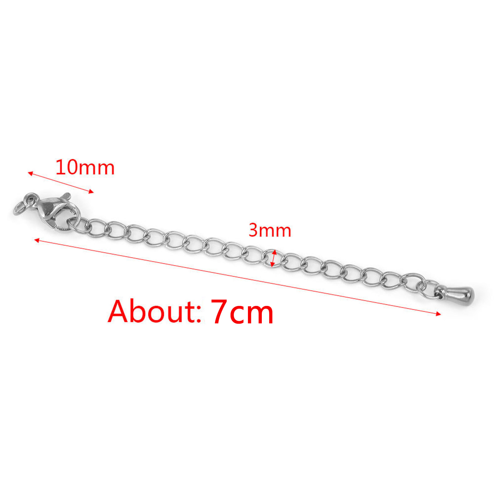 Picture of 304 Stainless Steel Extender Chain For Necklace Bracelet Jewelry Making Geometric 7cm(2 6/8") long