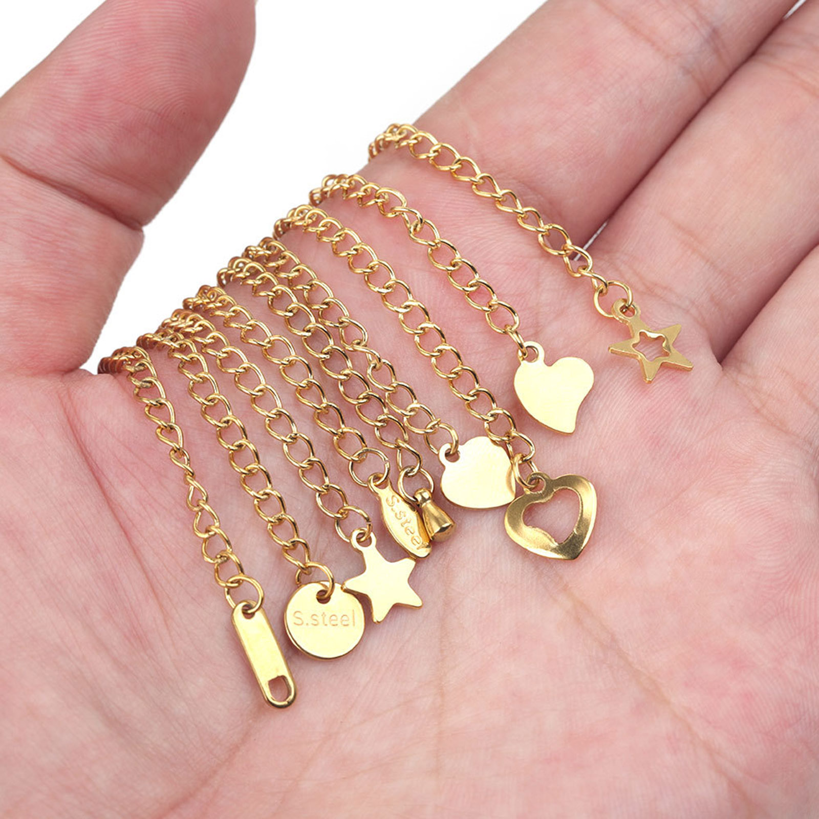 Picture of 304 Stainless Steel Extender Chain For Necklace Bracelet Jewelry Making Geometric 7cm(2 6/8") long