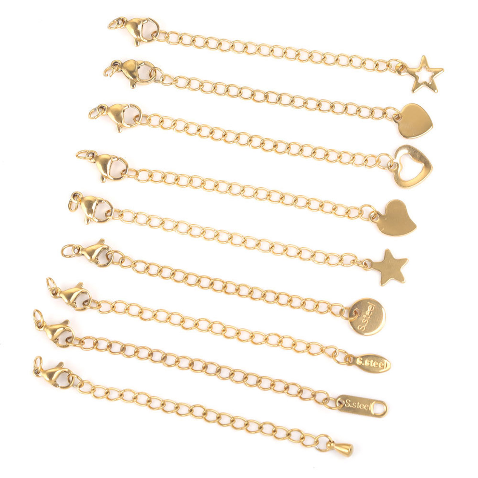 Picture of 304 Stainless Steel Extender Chain For Necklace Bracelet Jewelry Making Geometric 7cm(2 6/8") long