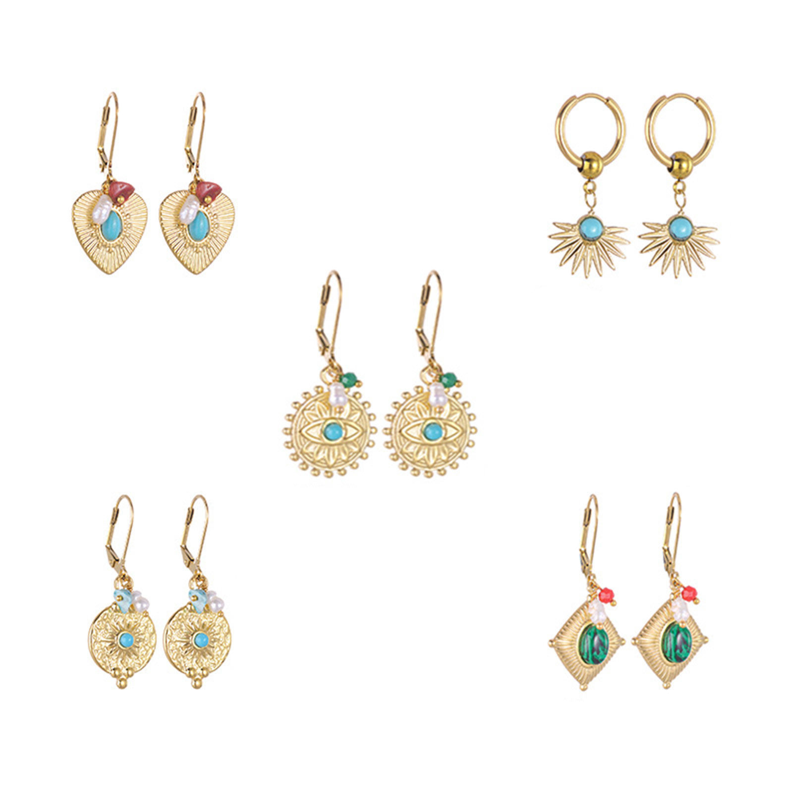 Picture of Eco-friendly Retro Stylish 14K Real Gold Plated 304 Stainless Steel Geometric Earrings For Women