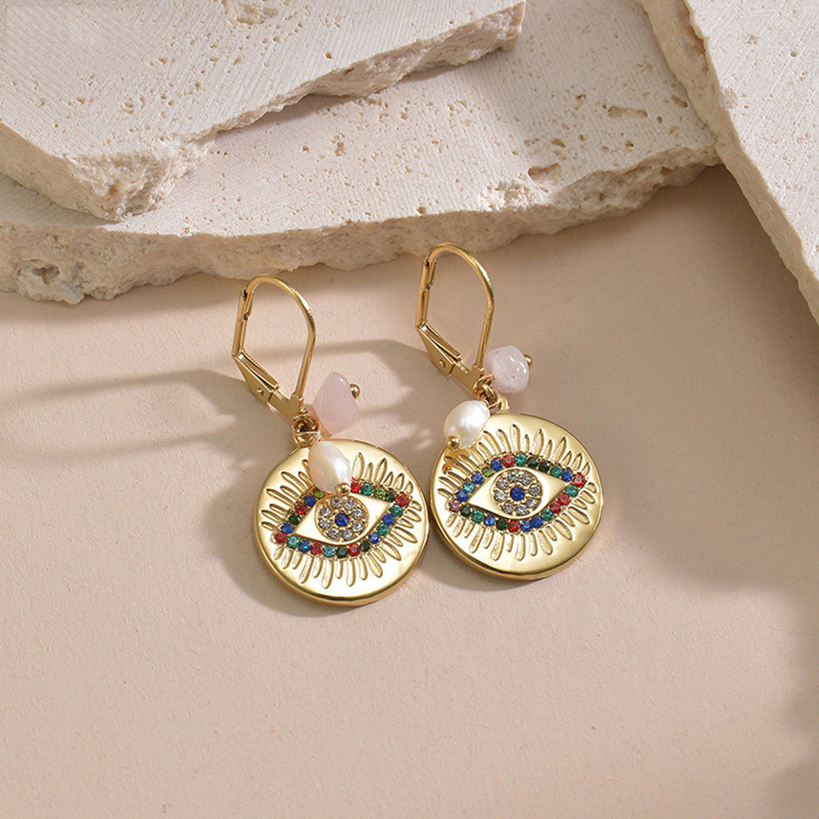 Picture of Eco-friendly Retro Stylish 14K Real Gold Plated 304 Stainless Steel Geometric Earrings For Women
