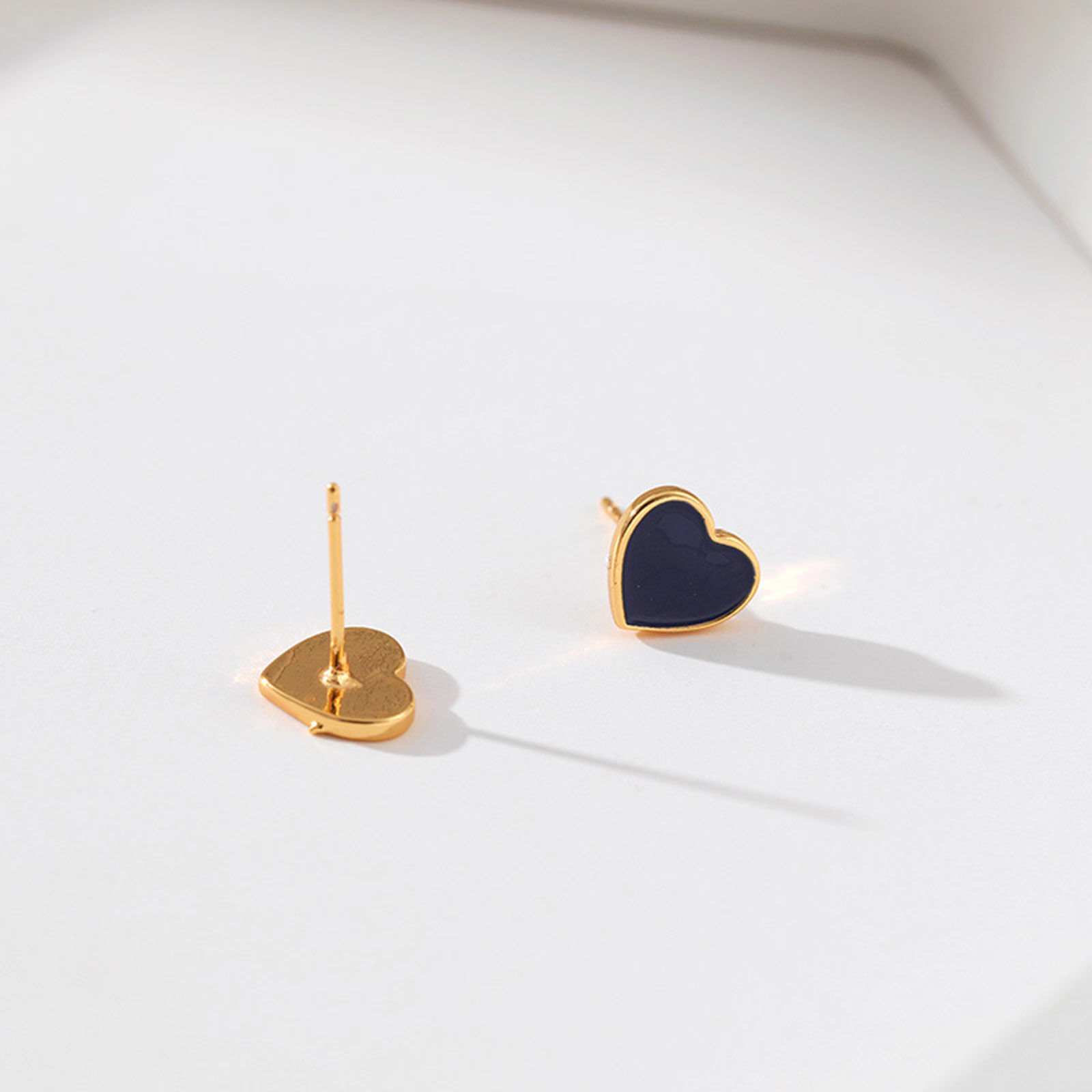Picture of Eco-friendly Simple & Casual Stylish 18K Real Gold Plated Multicolor Copper Heart Enamel Ear Post Stud Earrings For Women Valentine's Day