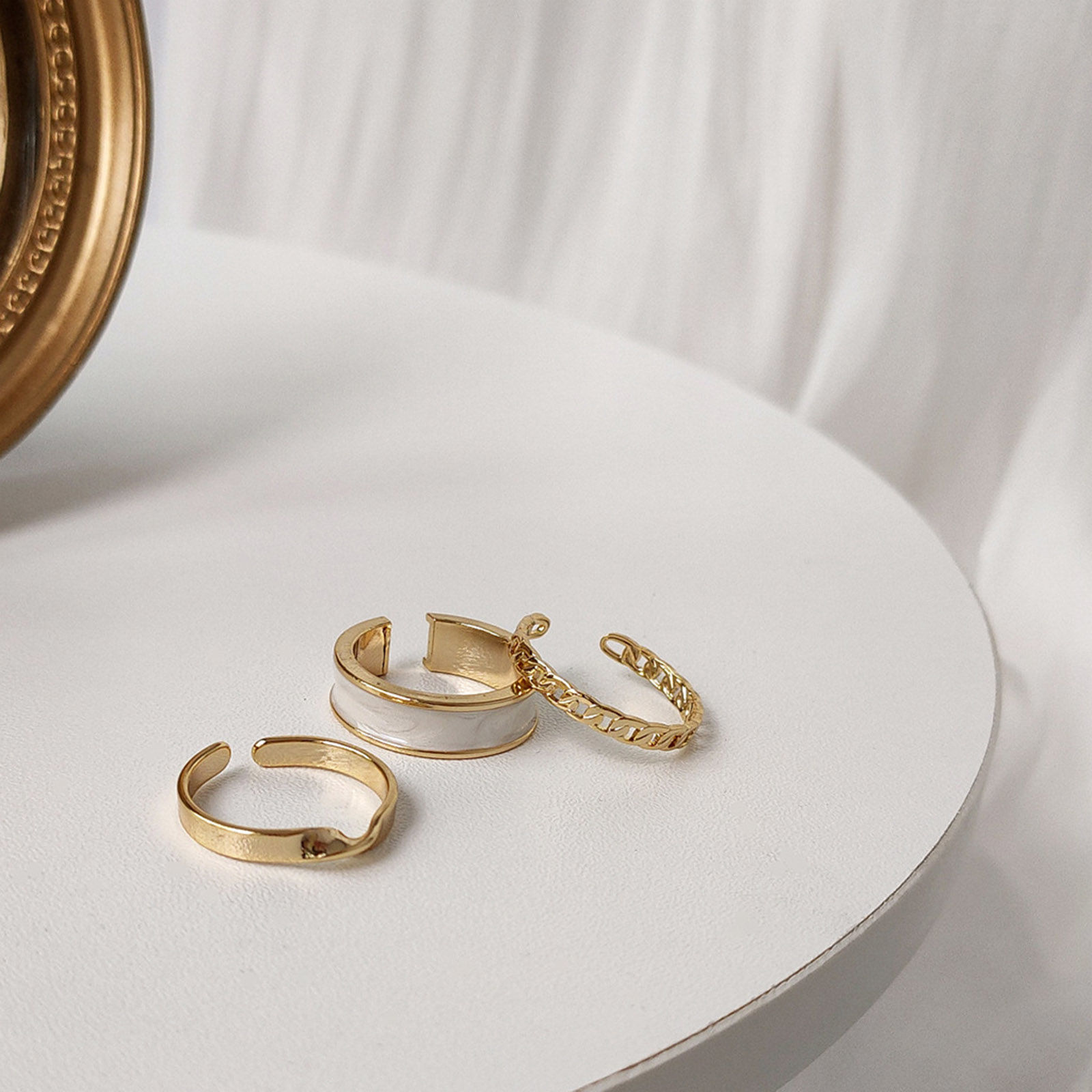 Picture of Eco-friendly Simple & Casual Ins Style 14K Real Gold Plated Copper Open Adjustable Rings For Women