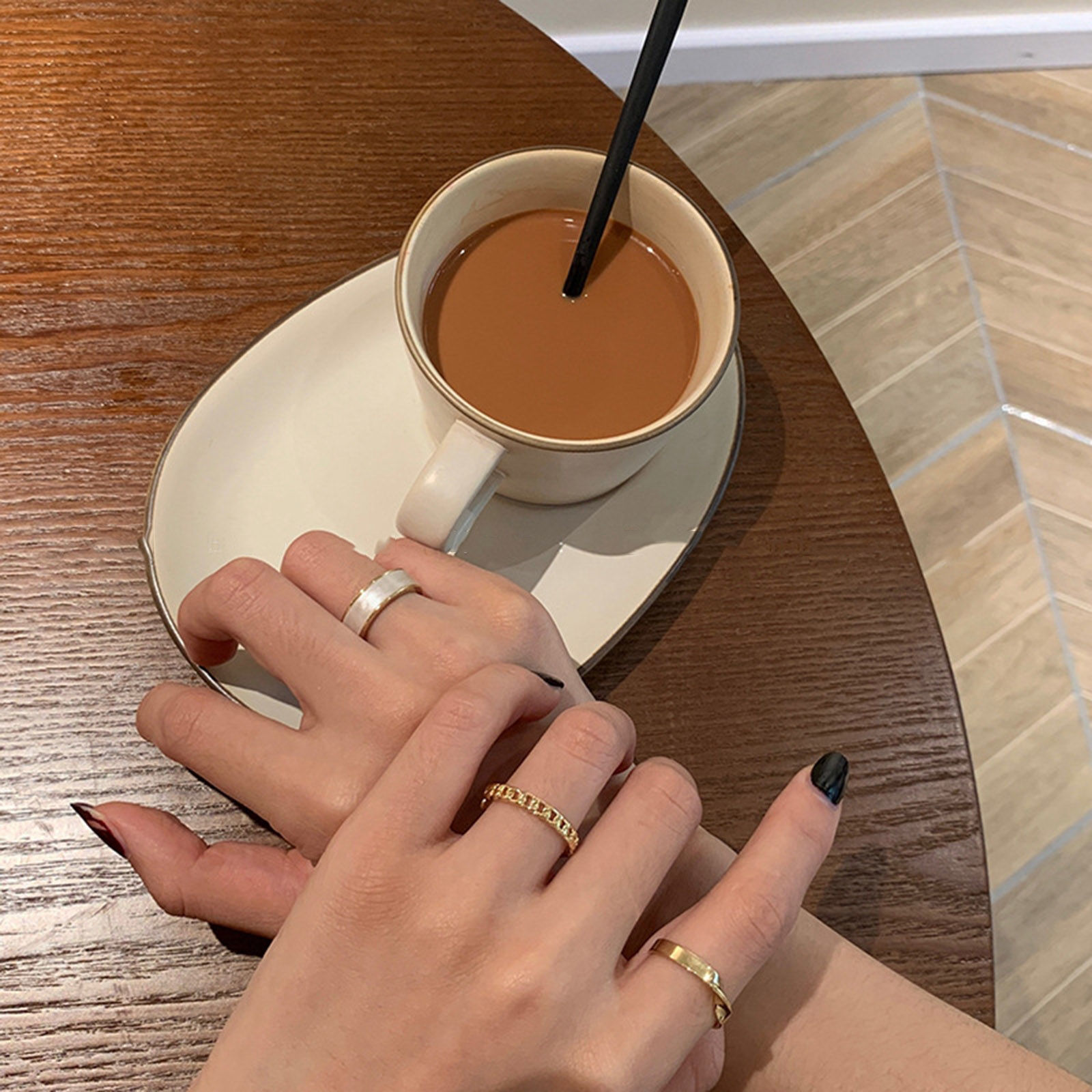 Picture of Eco-friendly Simple & Casual Ins Style 14K Real Gold Plated Copper Open Adjustable Rings For Women