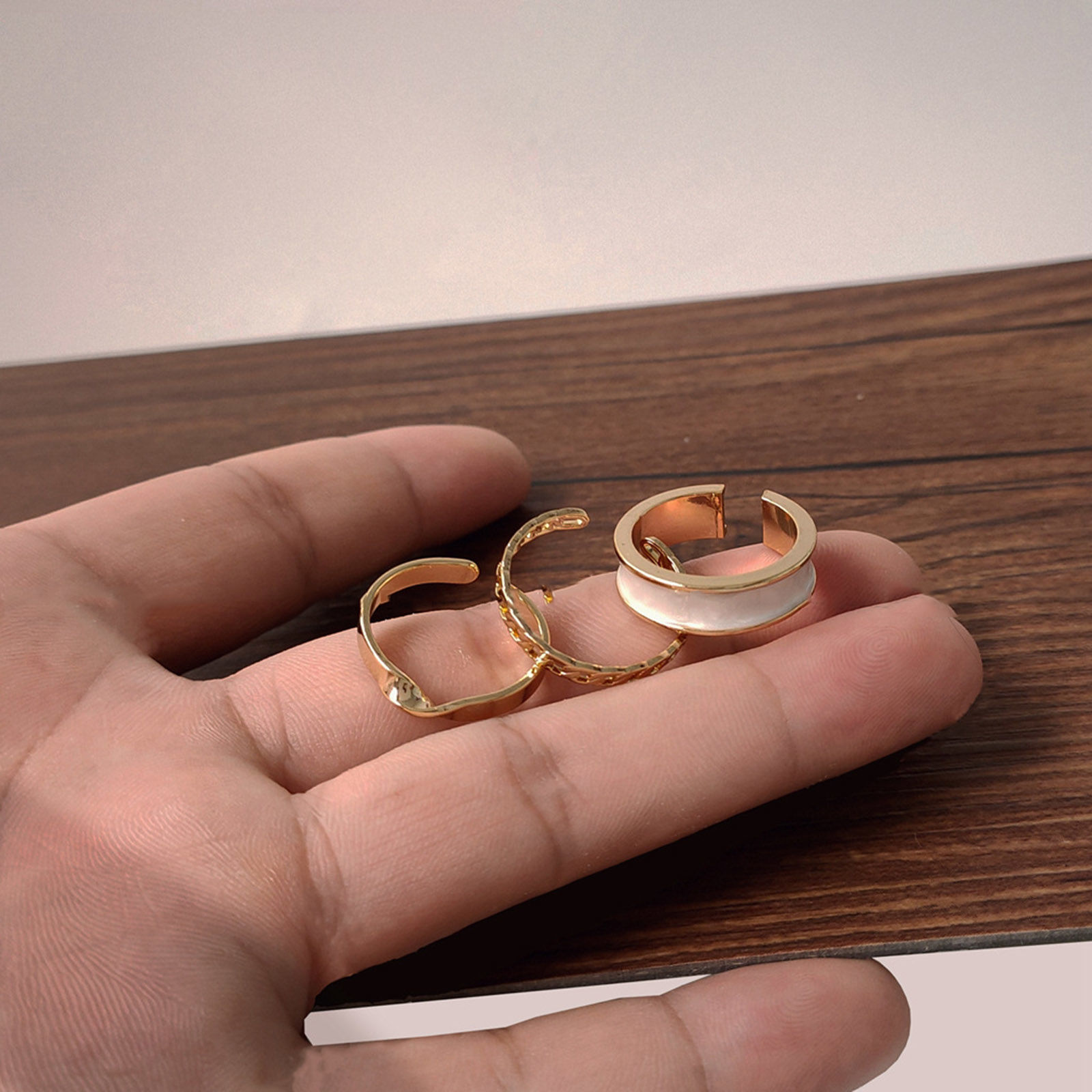 Picture of Eco-friendly Simple & Casual Ins Style 14K Real Gold Plated Copper Open Adjustable Rings For Women