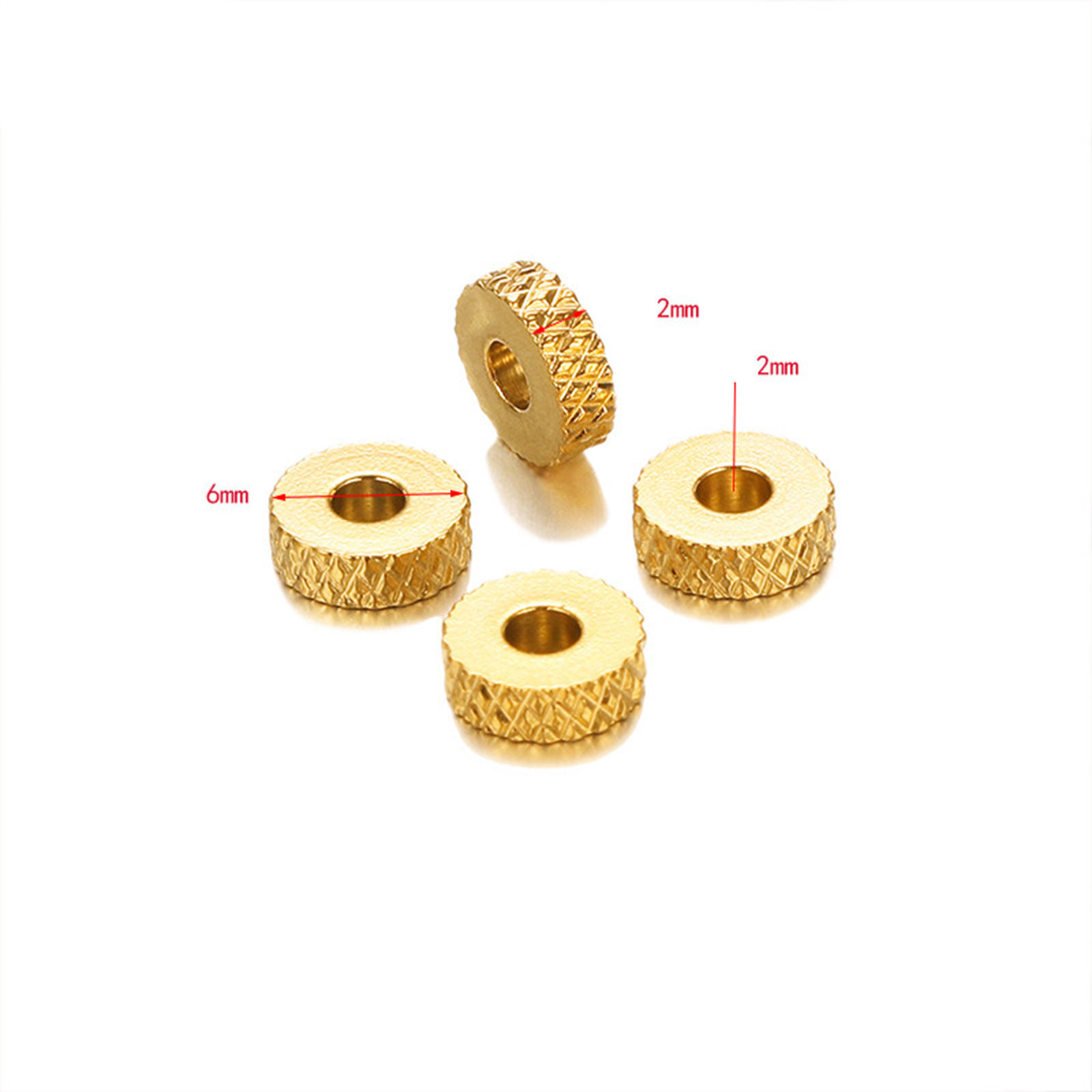 Bild von 304 Edelstahl Perlen Flachrund 6mm x 2mm, 10 Stück