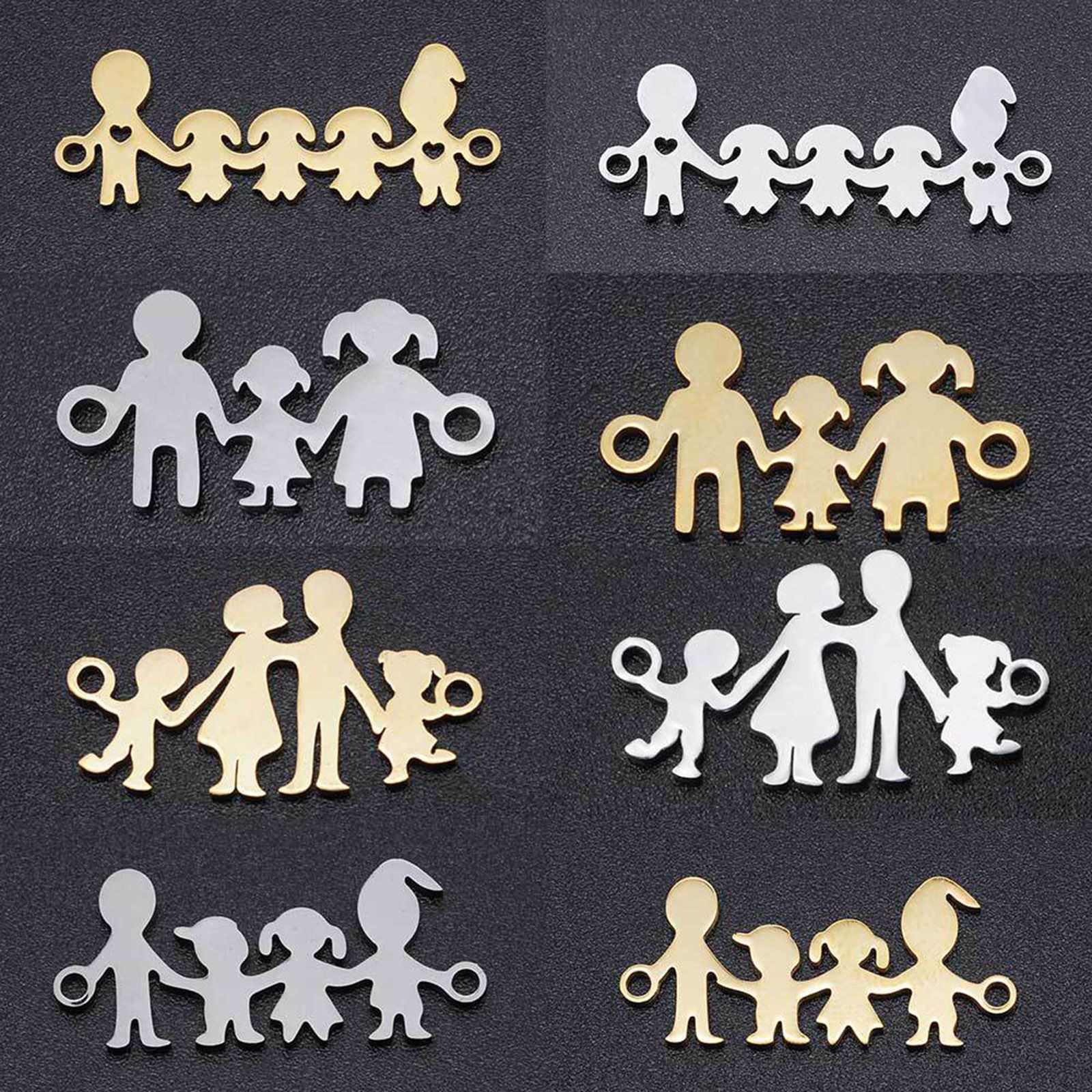 Image de Connecteurs en 201 Acier Inoxydable Bijoux de Famille Enfant et Parents Argent Mat 1 Pièce