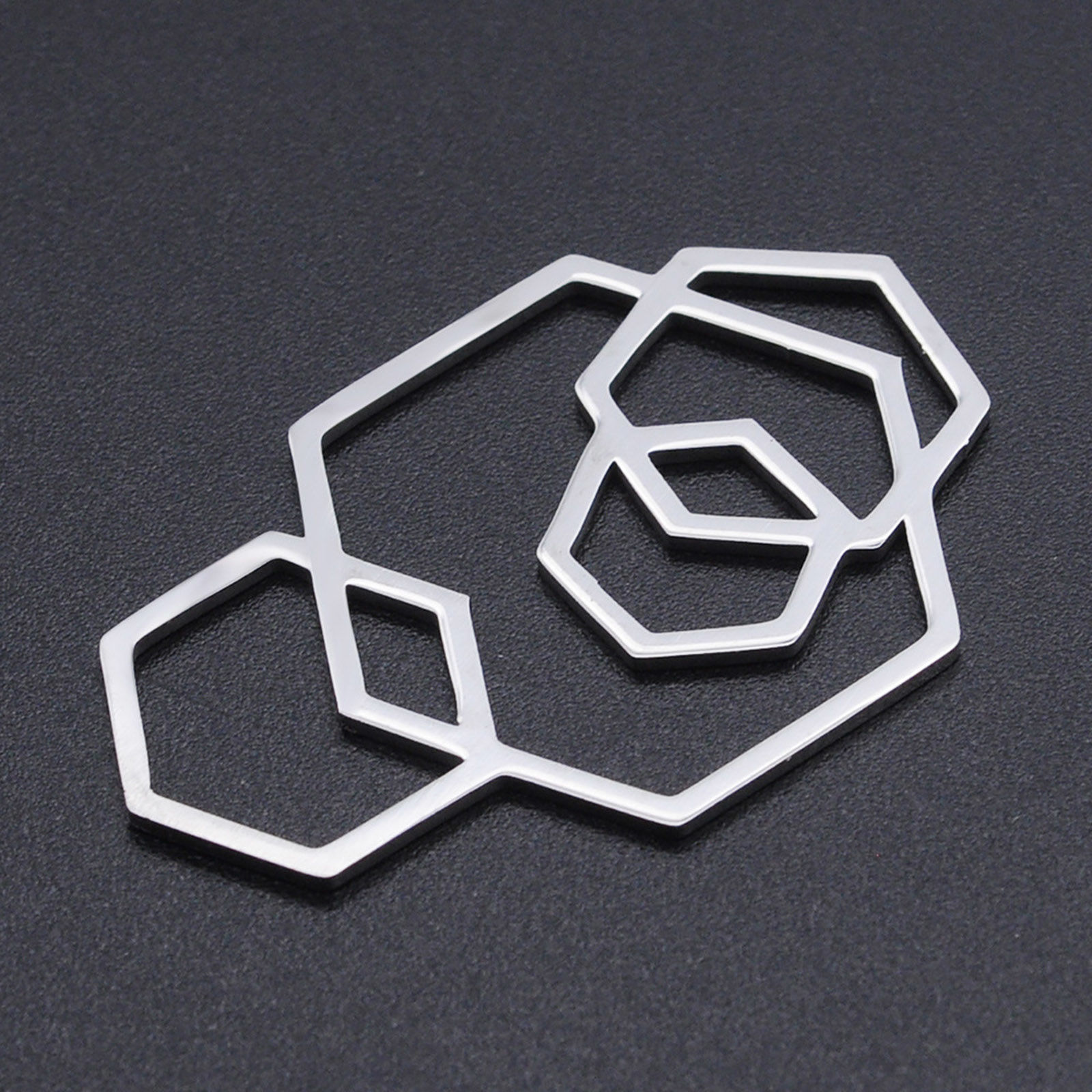 Picture of 201 Stainless Steel Connectors Multicolor Hexagon Hollow 40mm x 25mm