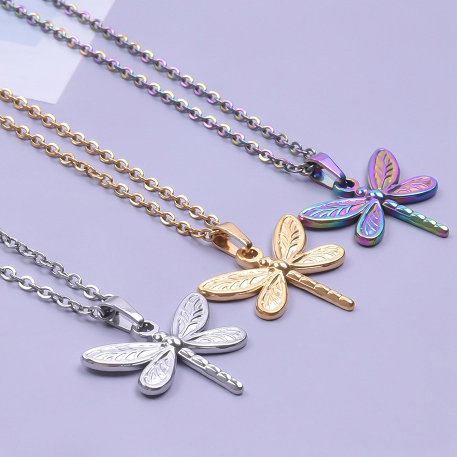 Picture of 304 Stainless Steel Charms Multicolor Dragonfly Animal 20mm x 25mm