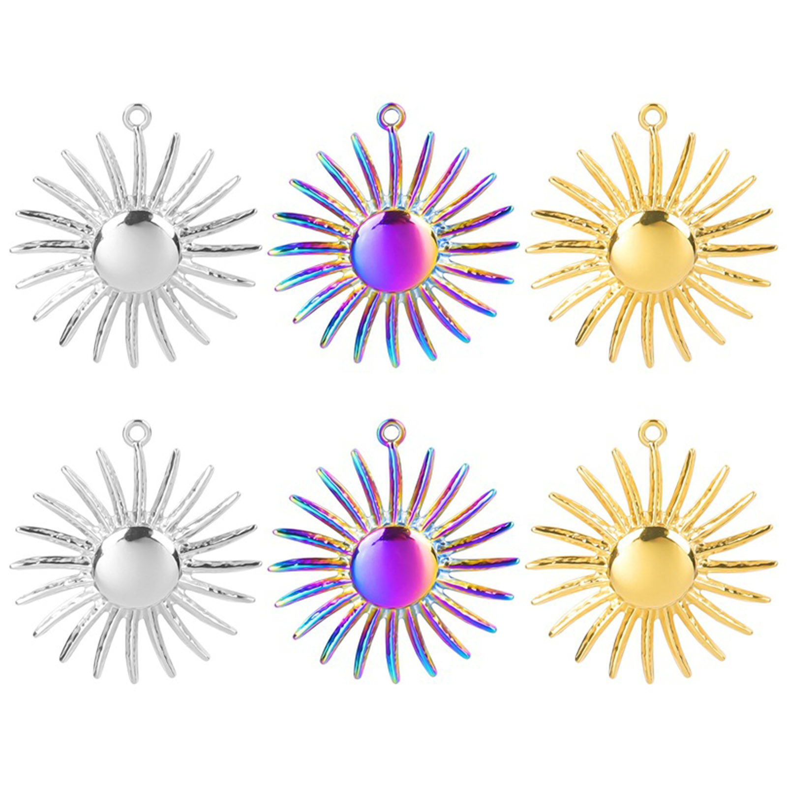 Picture of 304 Stainless Steel Charms Multicolor Sun 28mm x 26mm