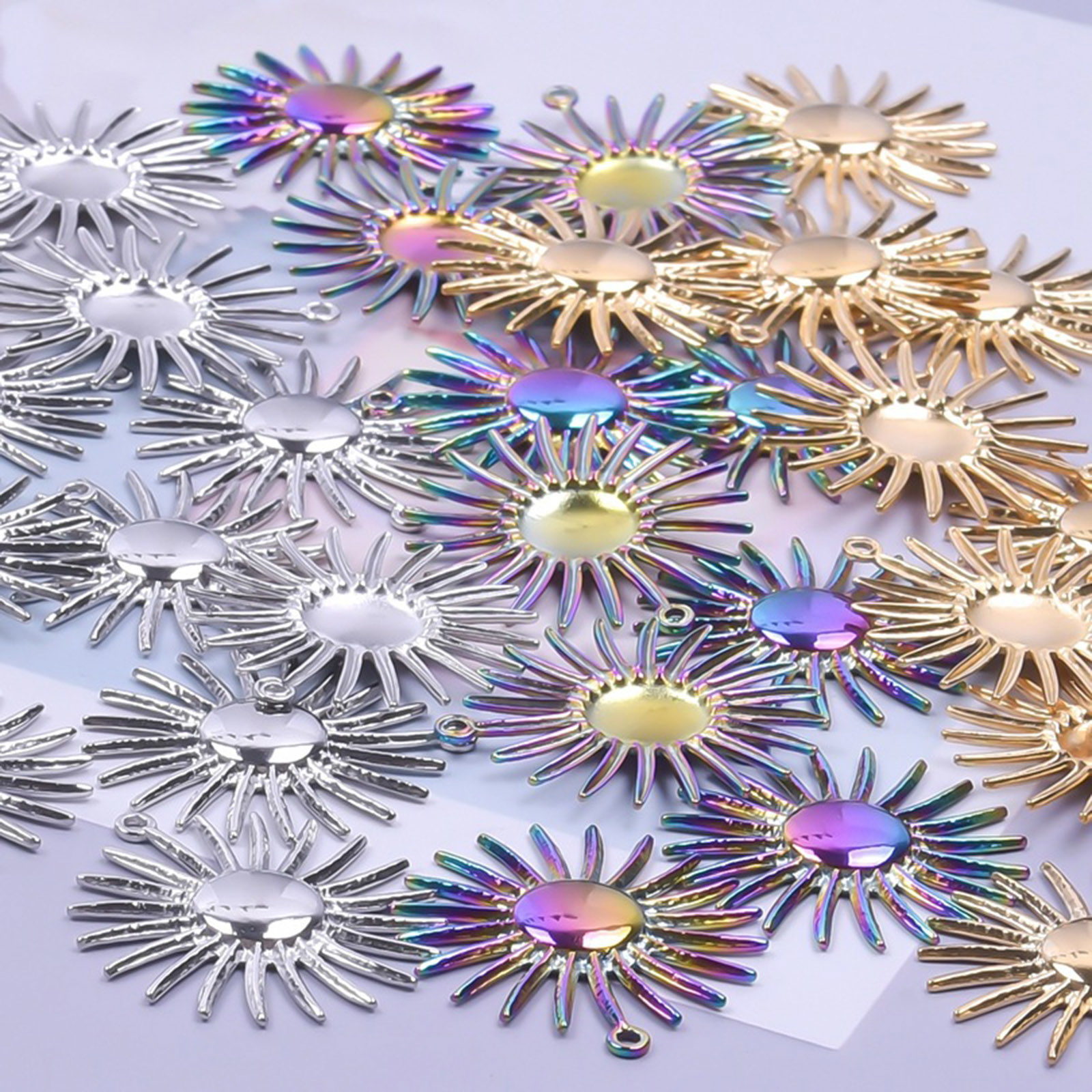 Picture of 304 Stainless Steel Charms Multicolor Sun 28mm x 26mm