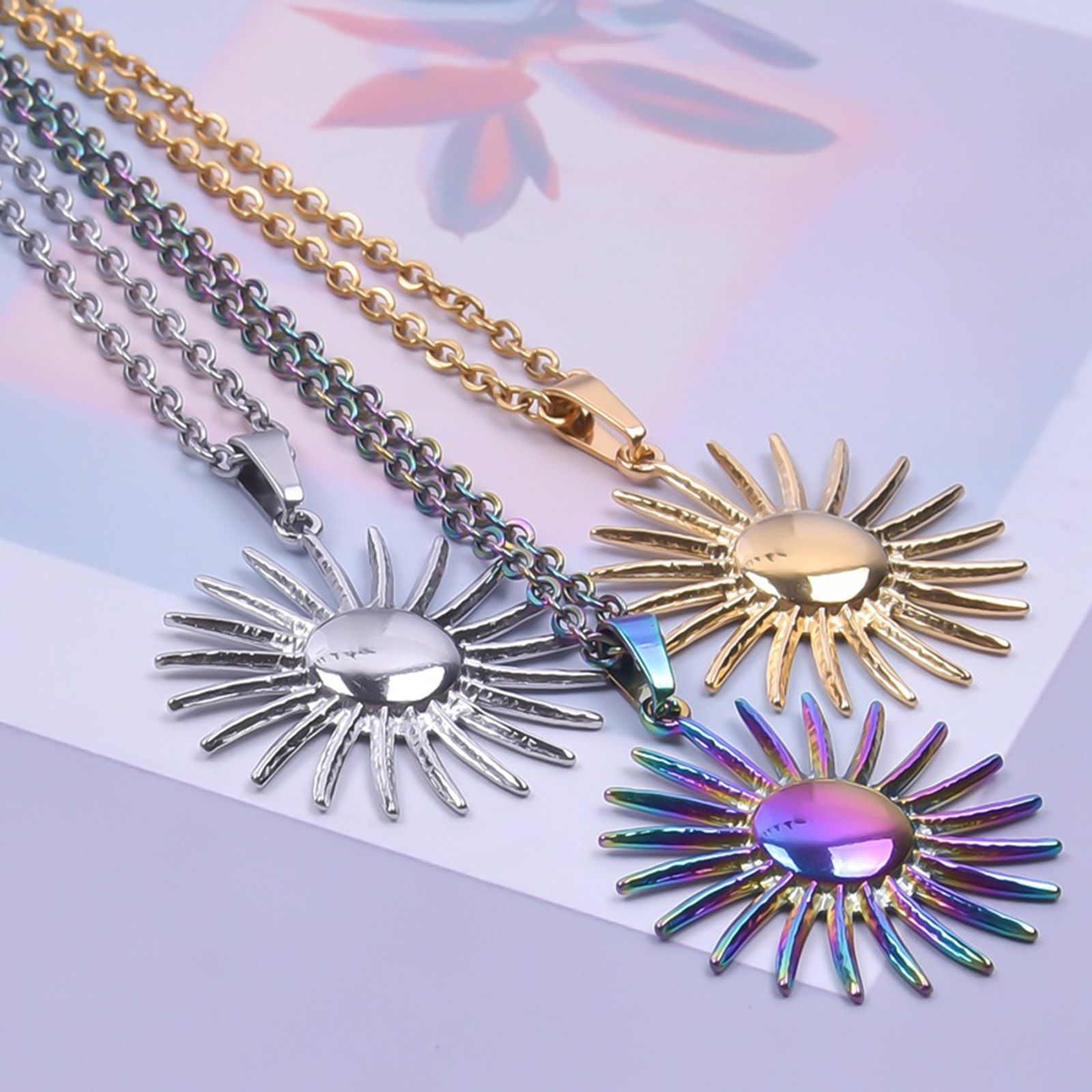Picture of 304 Stainless Steel Charms Multicolor Sun 28mm x 26mm