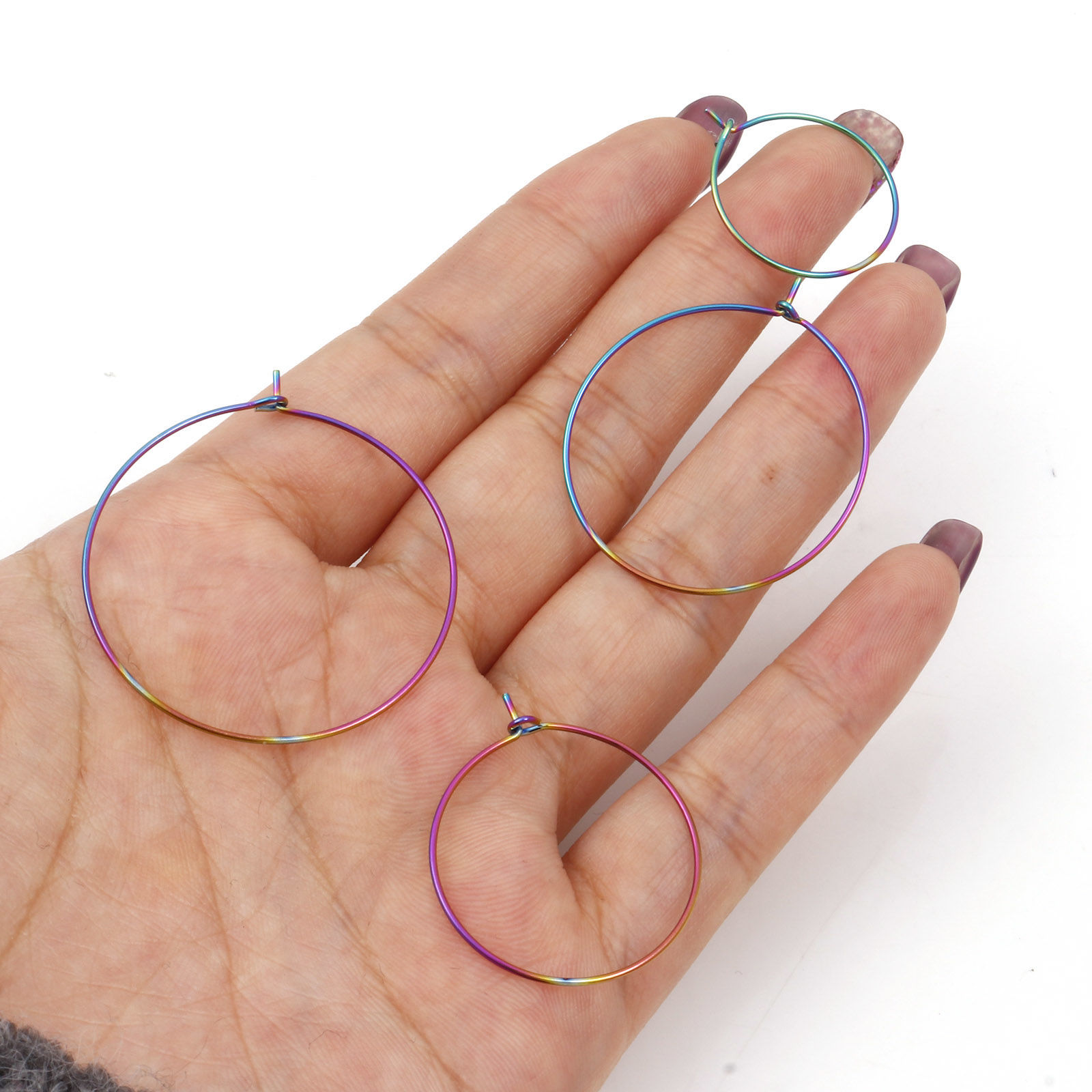 Picture of 304 Stainless Steel Hoop Earrings Round Multicolor