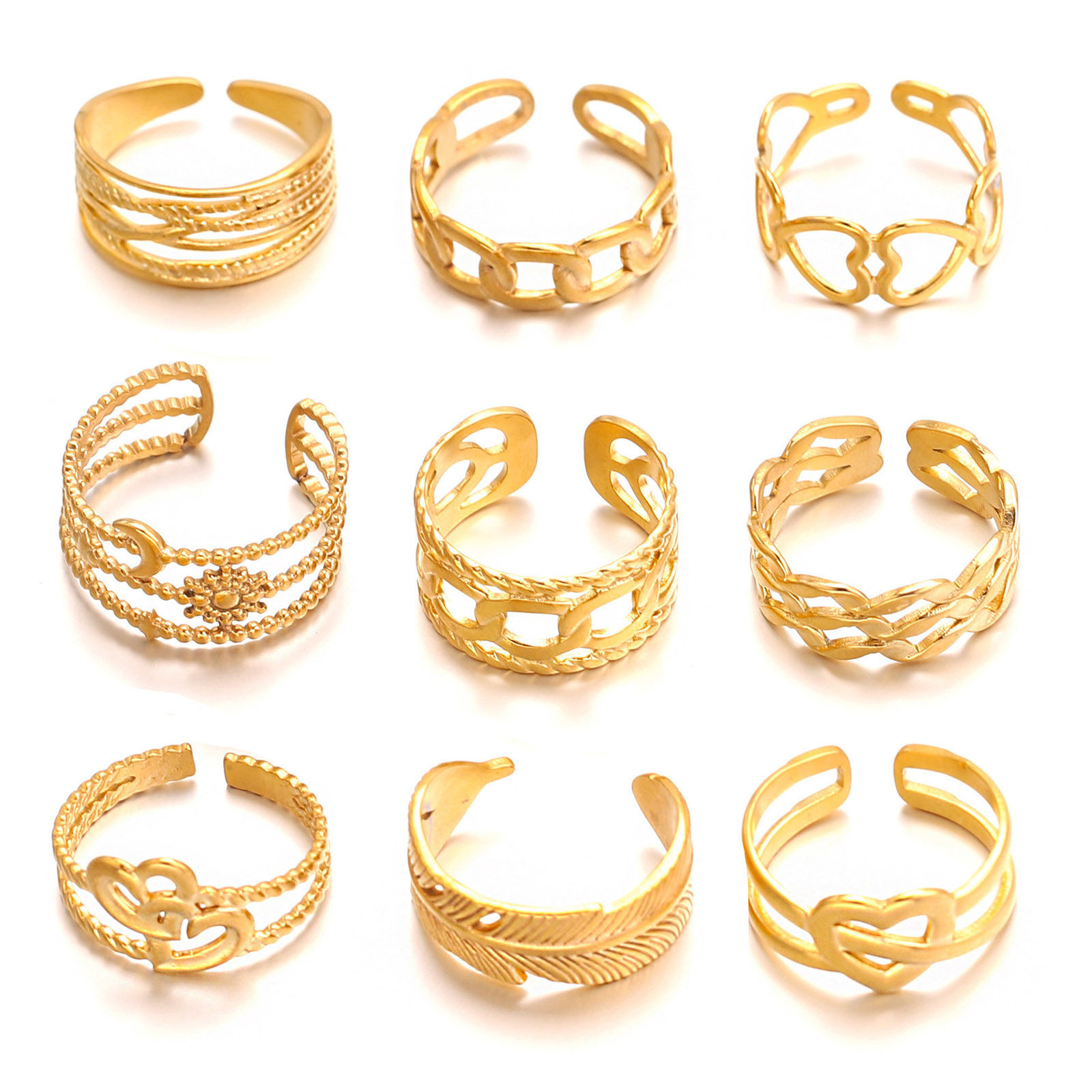 Picture of 304 Stainless Steel Retro Open Adjustable Rings Silver Tone 17mm(US Size 6.5)