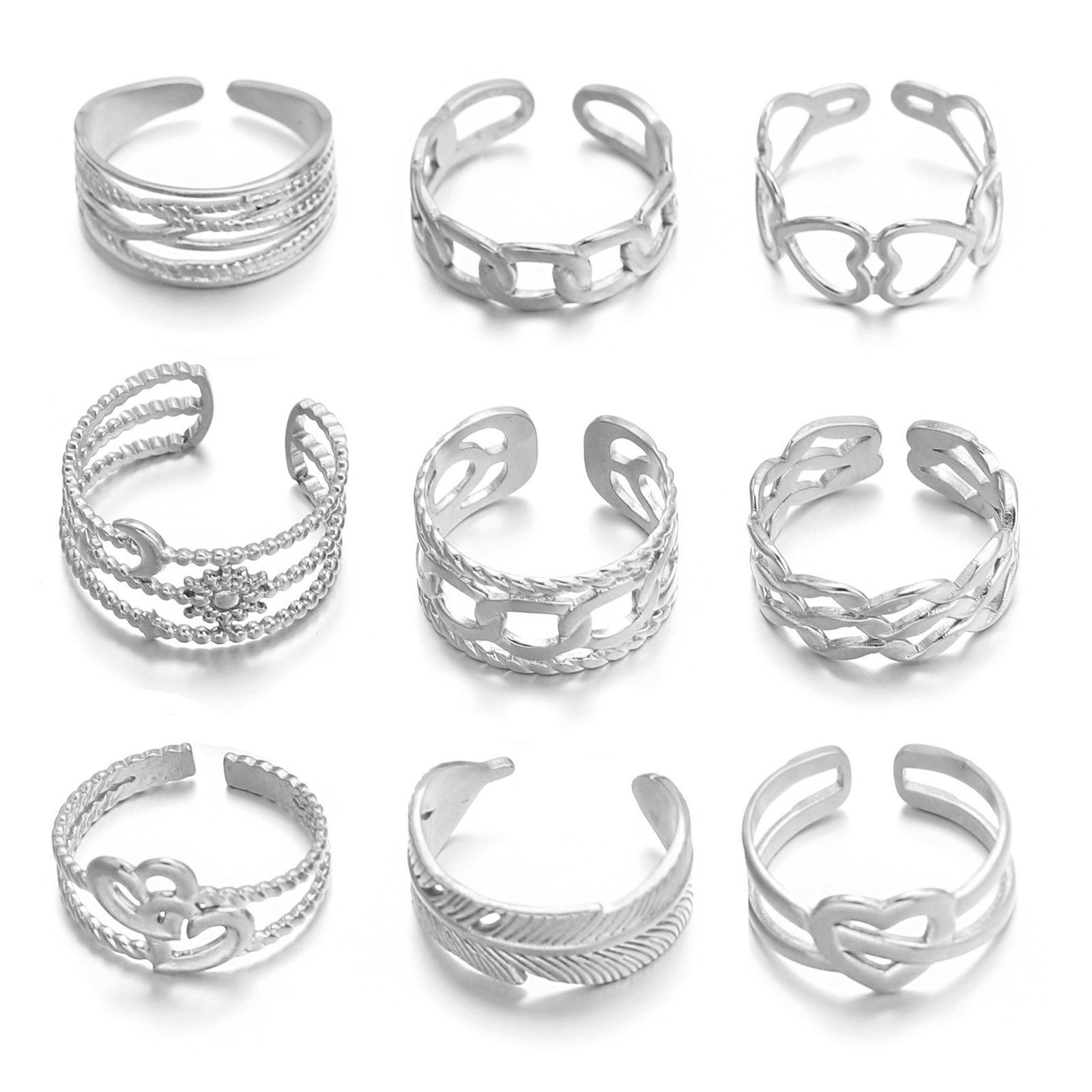 Picture of 304 Stainless Steel Retro Open Adjustable Rings Silver Tone 17mm(US Size 6.5)
