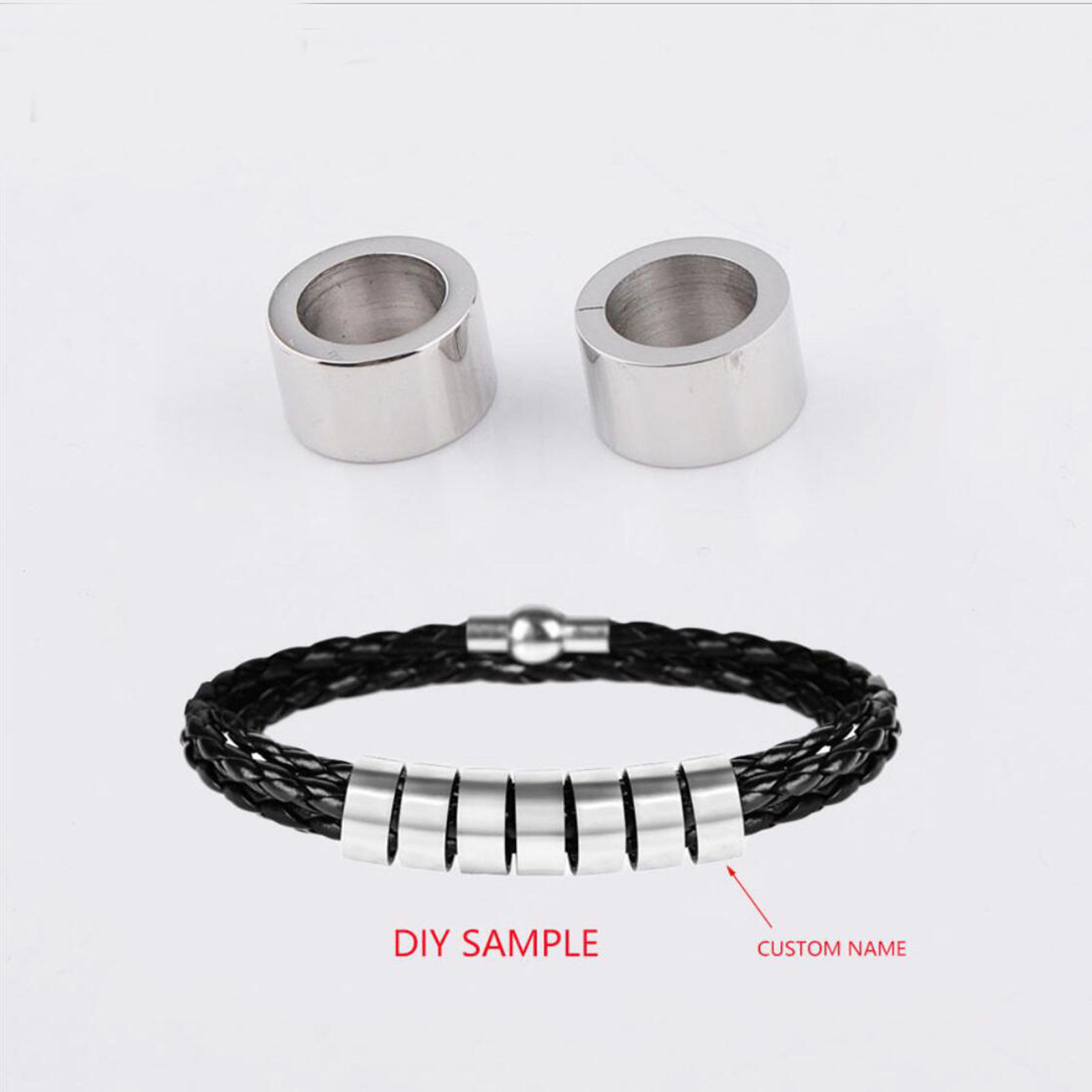 Picture of 304 Stainless Steel Blank Stamping Tags Beads Cylinder Blank Stamping Tags One Side 10mm x 6mm