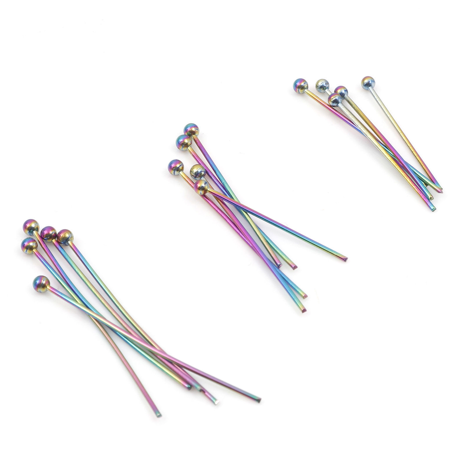 Bild von 0.6mm Edelstahl Kopfstifte mit Kugel Bunt 10 Stück