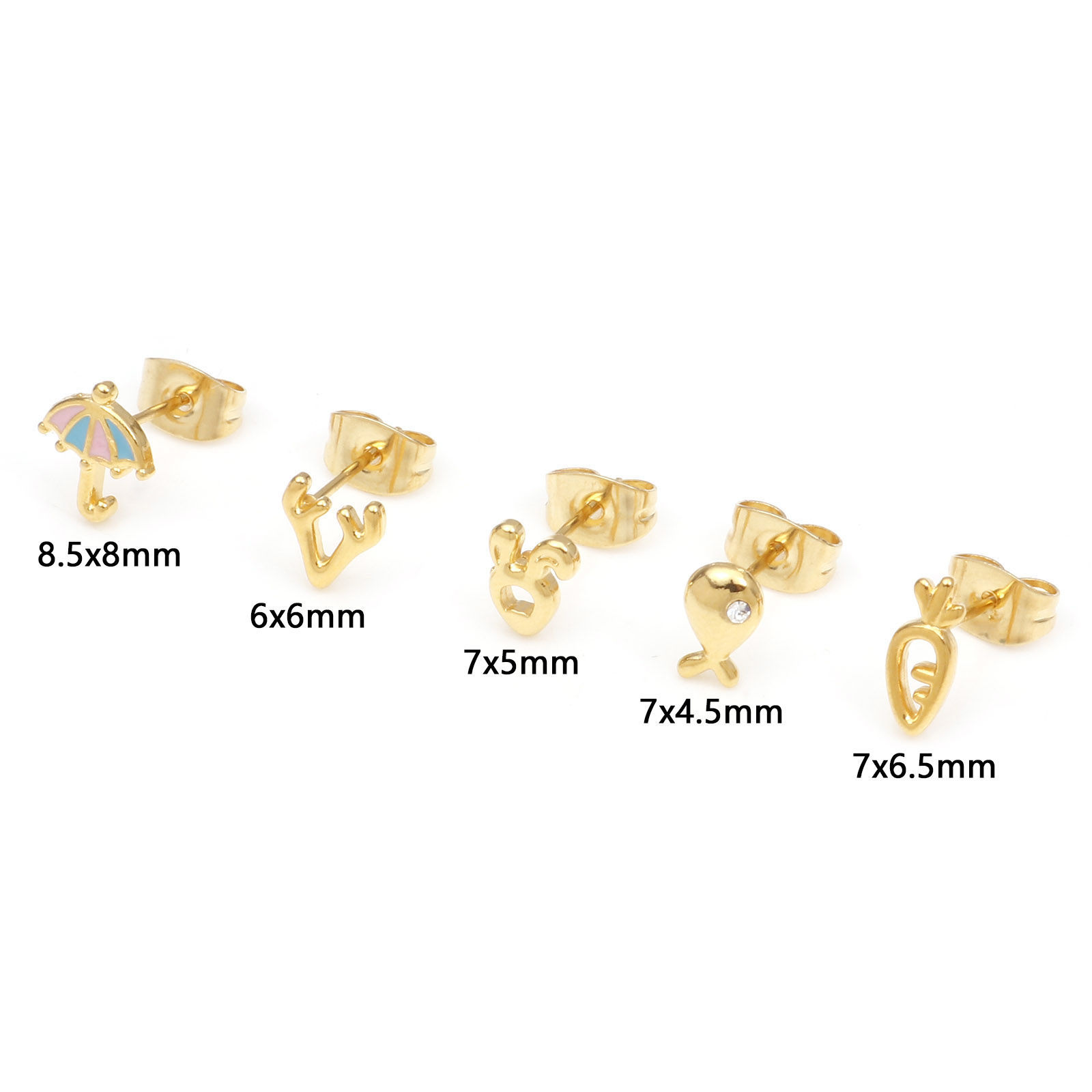 Picture of 304 Stainless Steel Stylish Ear Post Stud Earrings Gold Plated Carrot Deer Horn/ Antler