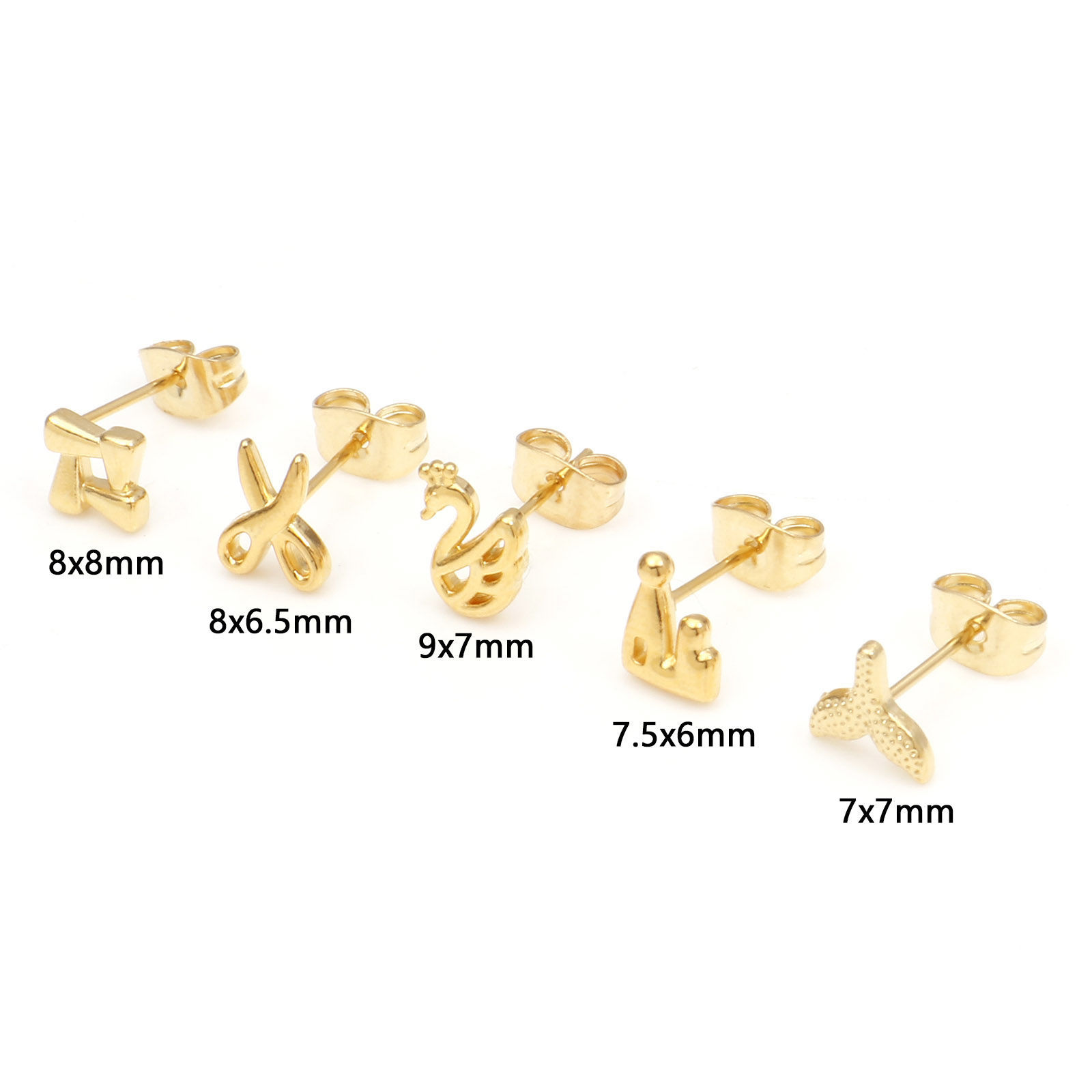 Picture of 304 Stainless Steel Stylish Ear Post Stud Earrings Gold Plated Fishtail Scissors