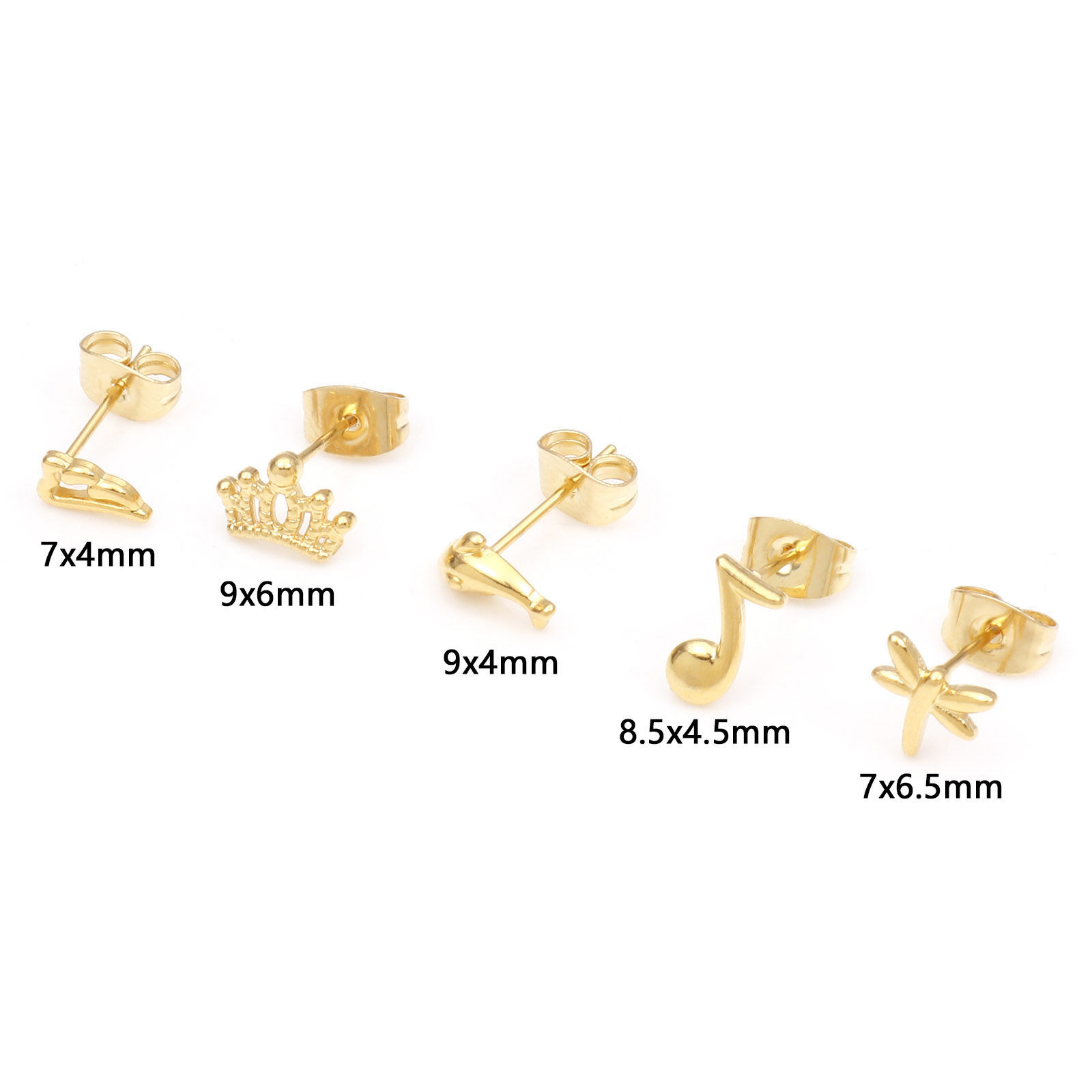Picture of 304 Stainless Steel Stylish Ear Post Stud Earrings Gold Plated Wing Dolphin