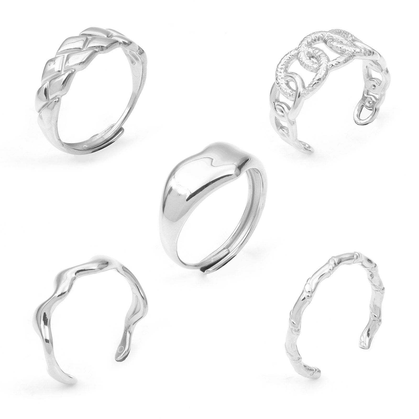 Picture of 304 Stainless Steel Stylish Open Rings Silver Tone