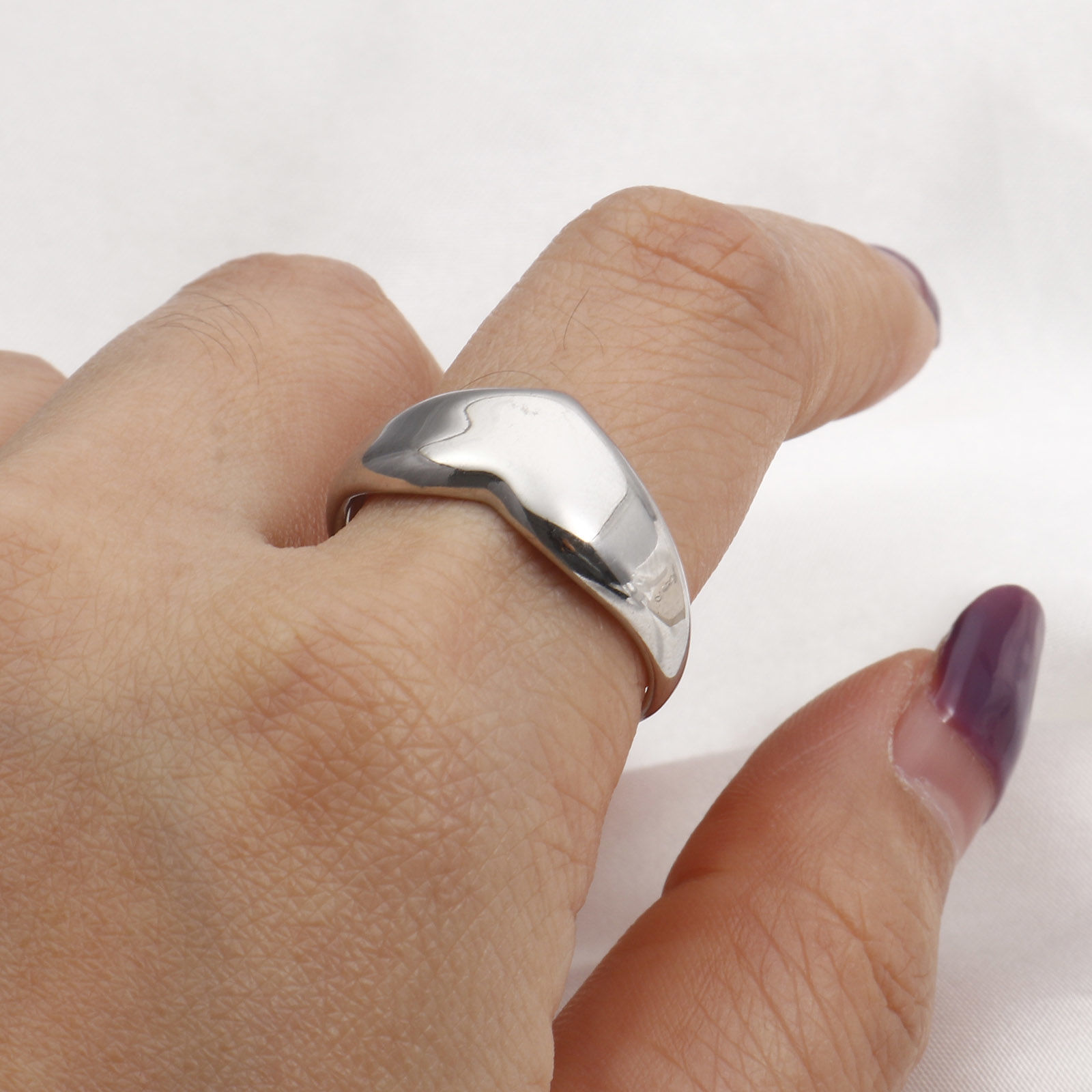 Picture of 304 Stainless Steel Stylish Open Rings Silver Tone