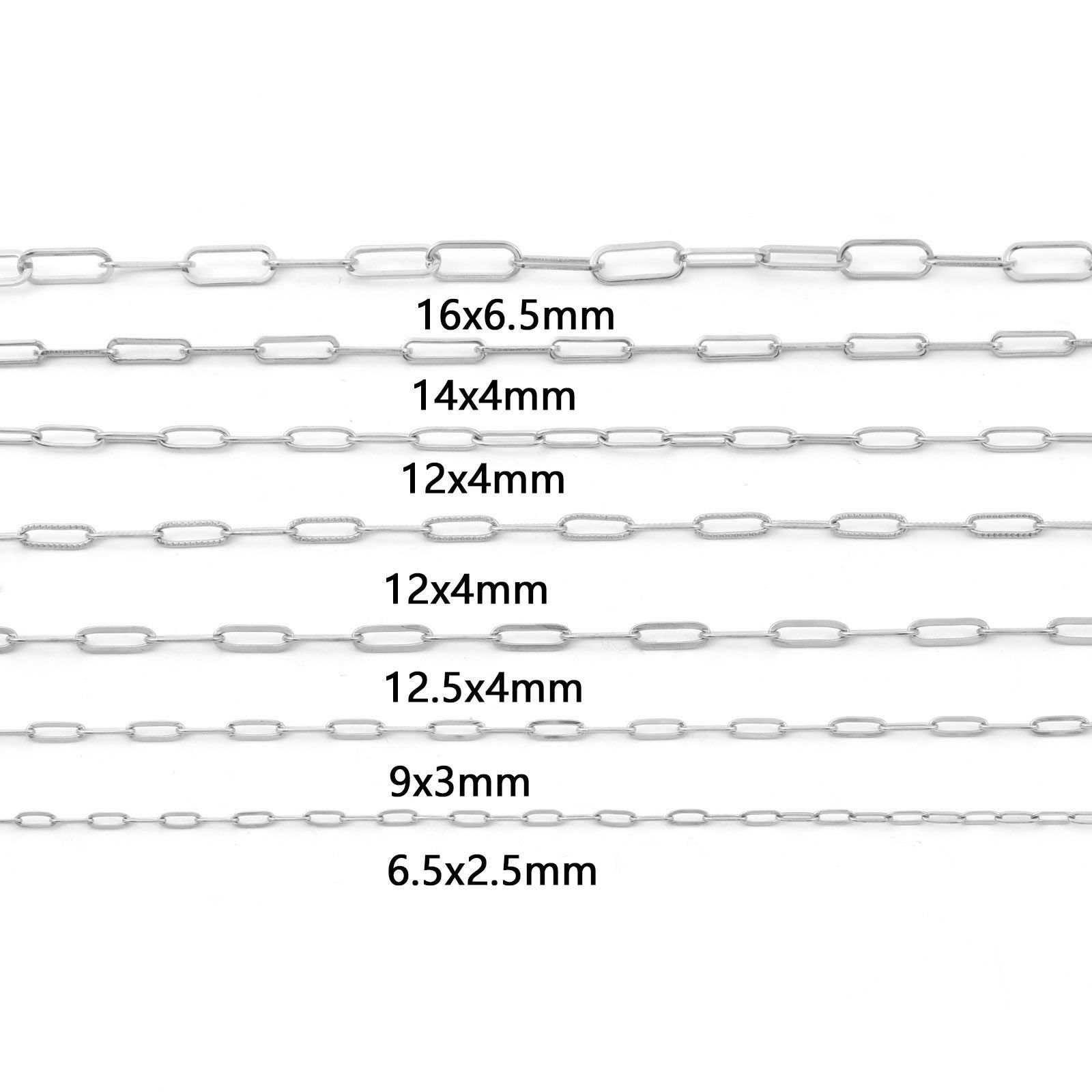 Picture of 304 Stainless Steel Link Cable Chain Oval Silver Tone