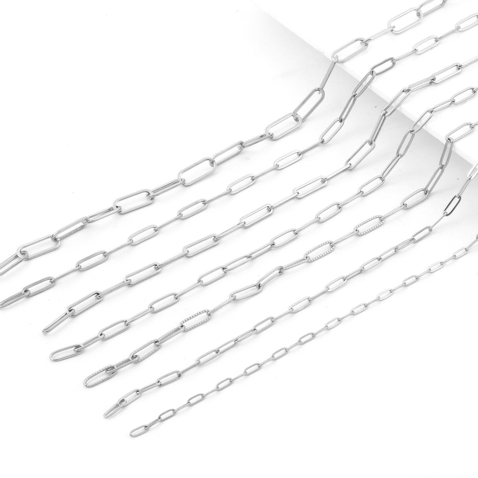 Picture of 304 Stainless Steel Link Cable Chain Oval Silver Tone