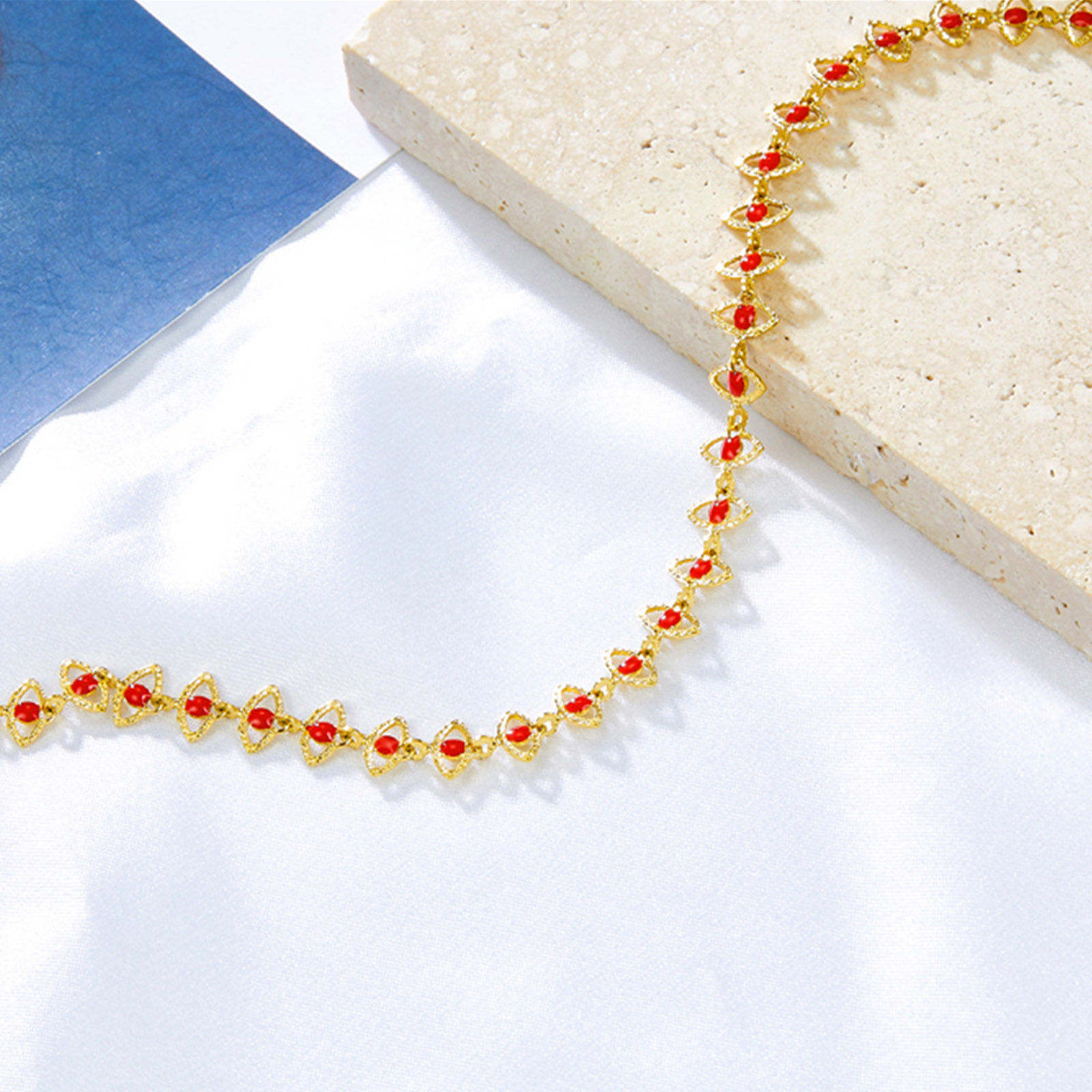 Изображение 304 Нержавеющая Сталь Ножные Браслеты Разноцветный Злой Глаз 22см длина, 1 ШТ