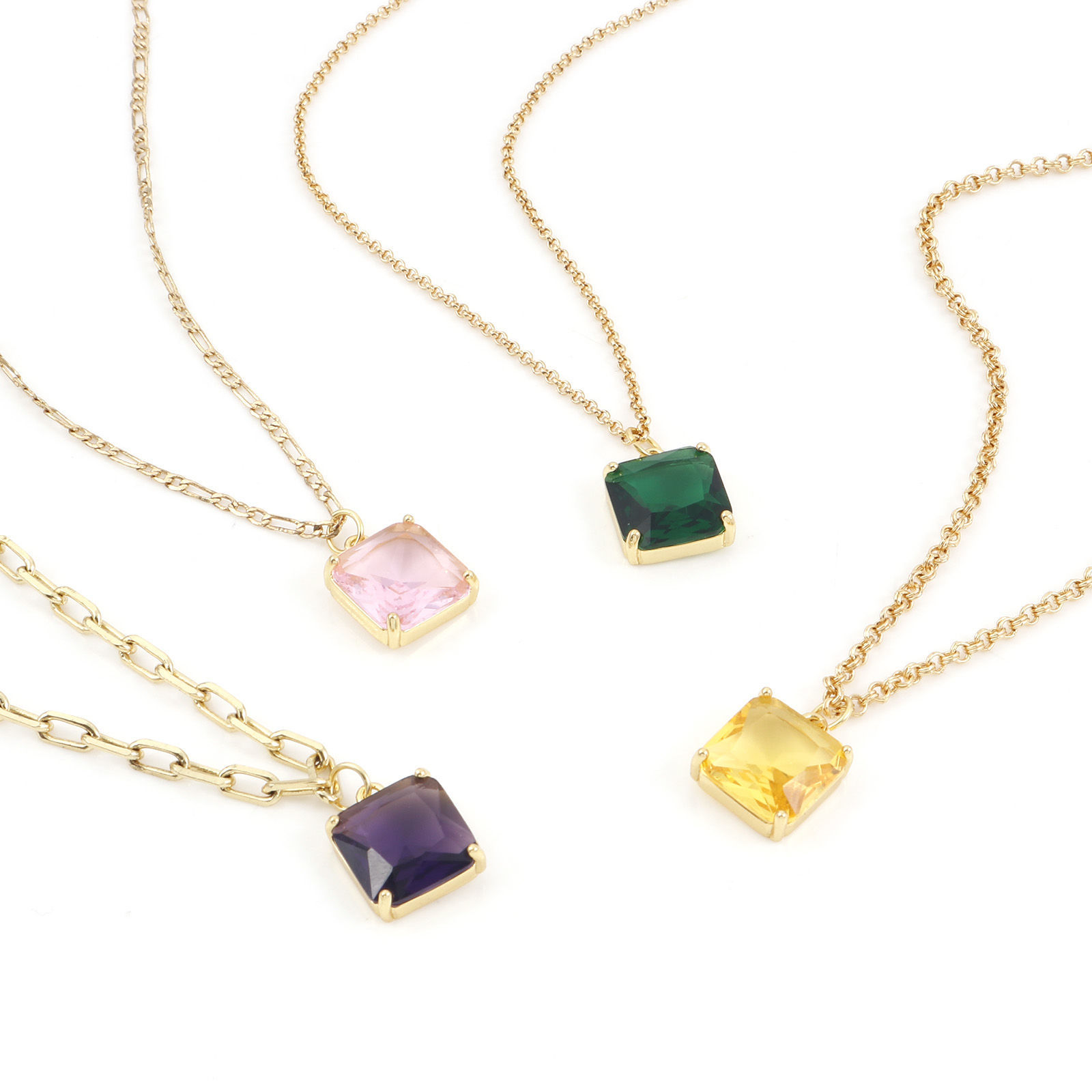 Picture of Brass & Glass Charms Gold Plated Multicolor Square 18mm x 12mm