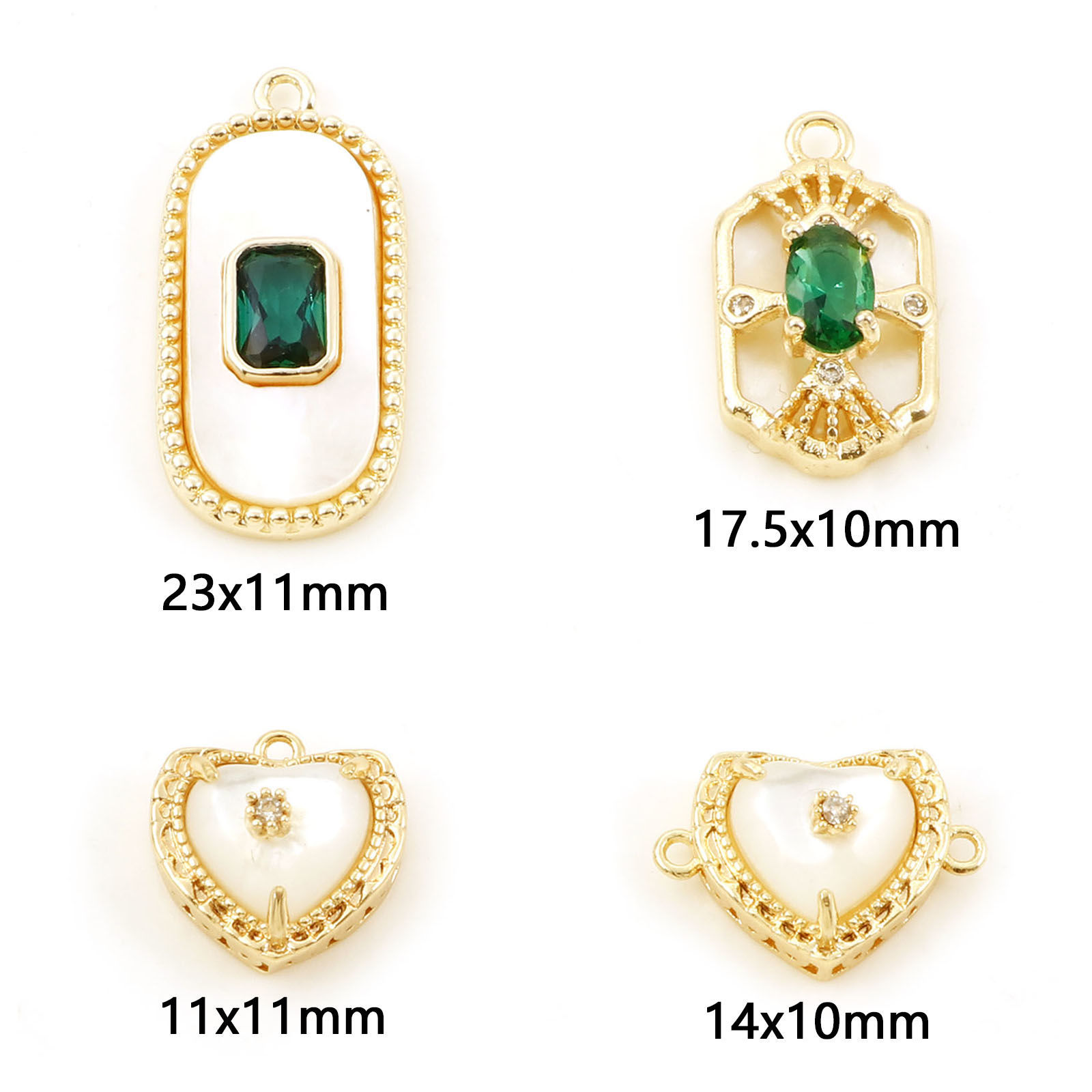 Picture of Brass Charms Real Gold Plated Micro Pave Clear Cubic Zirconia