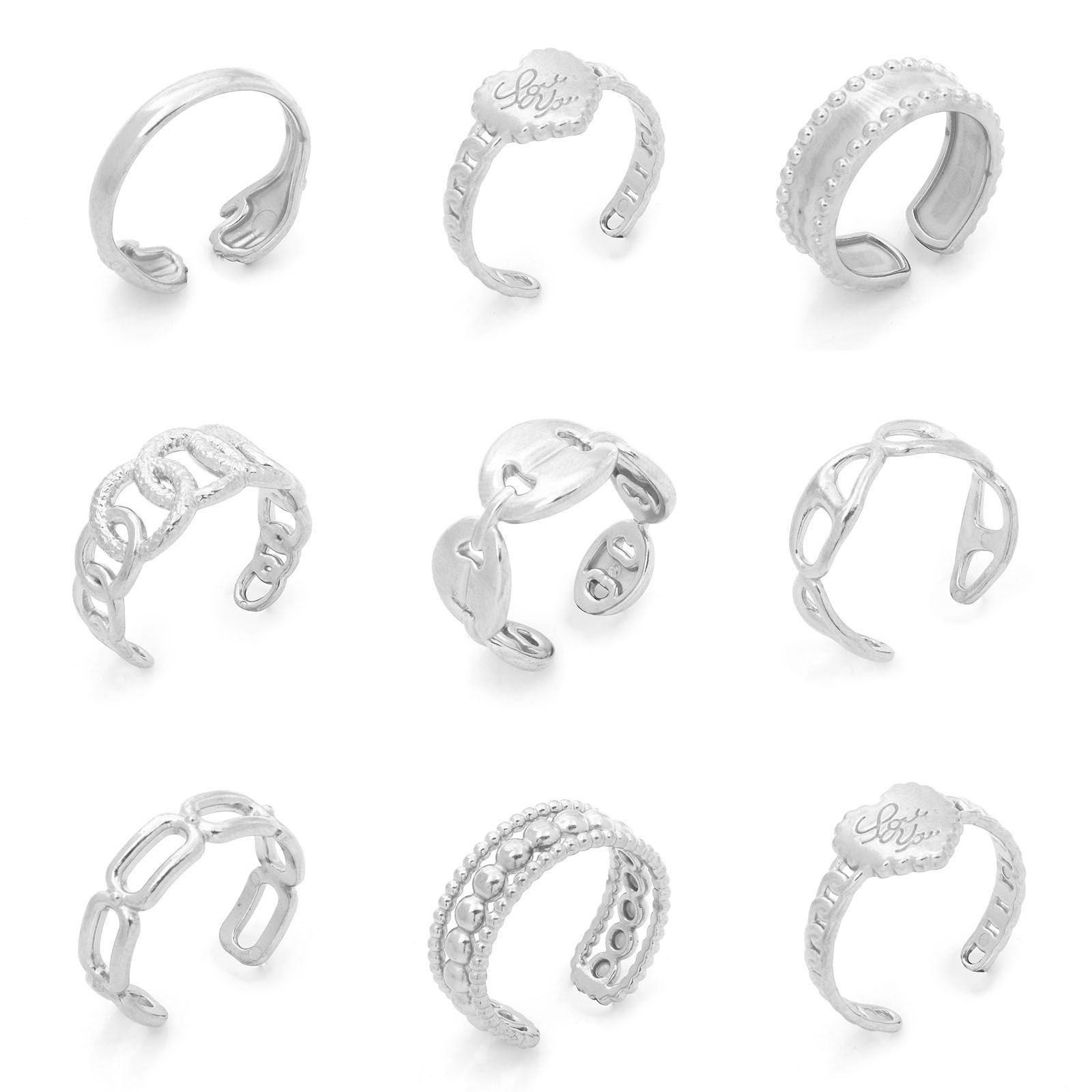 Picture of 304 Stainless Steel Open Adjustable Rings Silver Tone