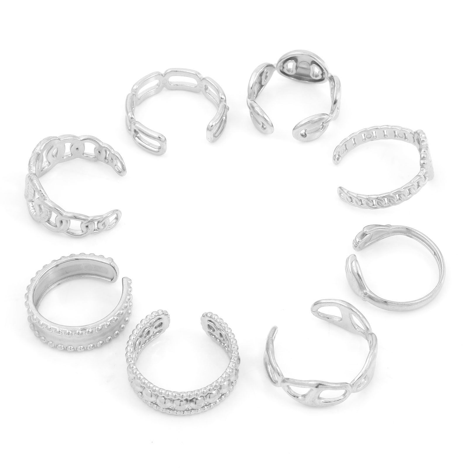 Picture of 304 Stainless Steel Open Adjustable Rings Silver Tone