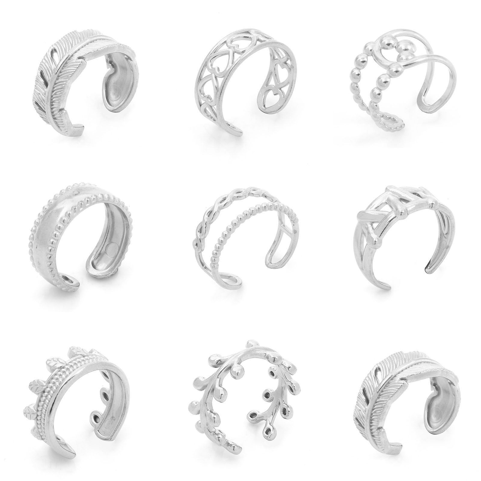 Picture of 304 Stainless Steel Open Adjustable Rings Silver Tone