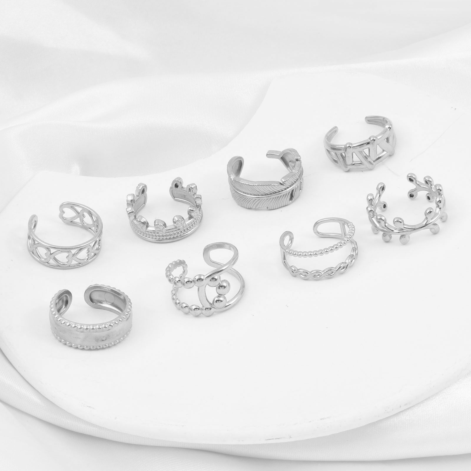 Picture of 304 Stainless Steel Open Adjustable Rings Silver Tone