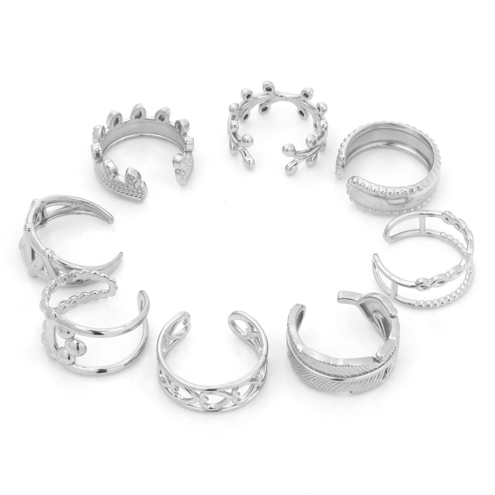 Picture of 304 Stainless Steel Open Adjustable Rings Silver Tone