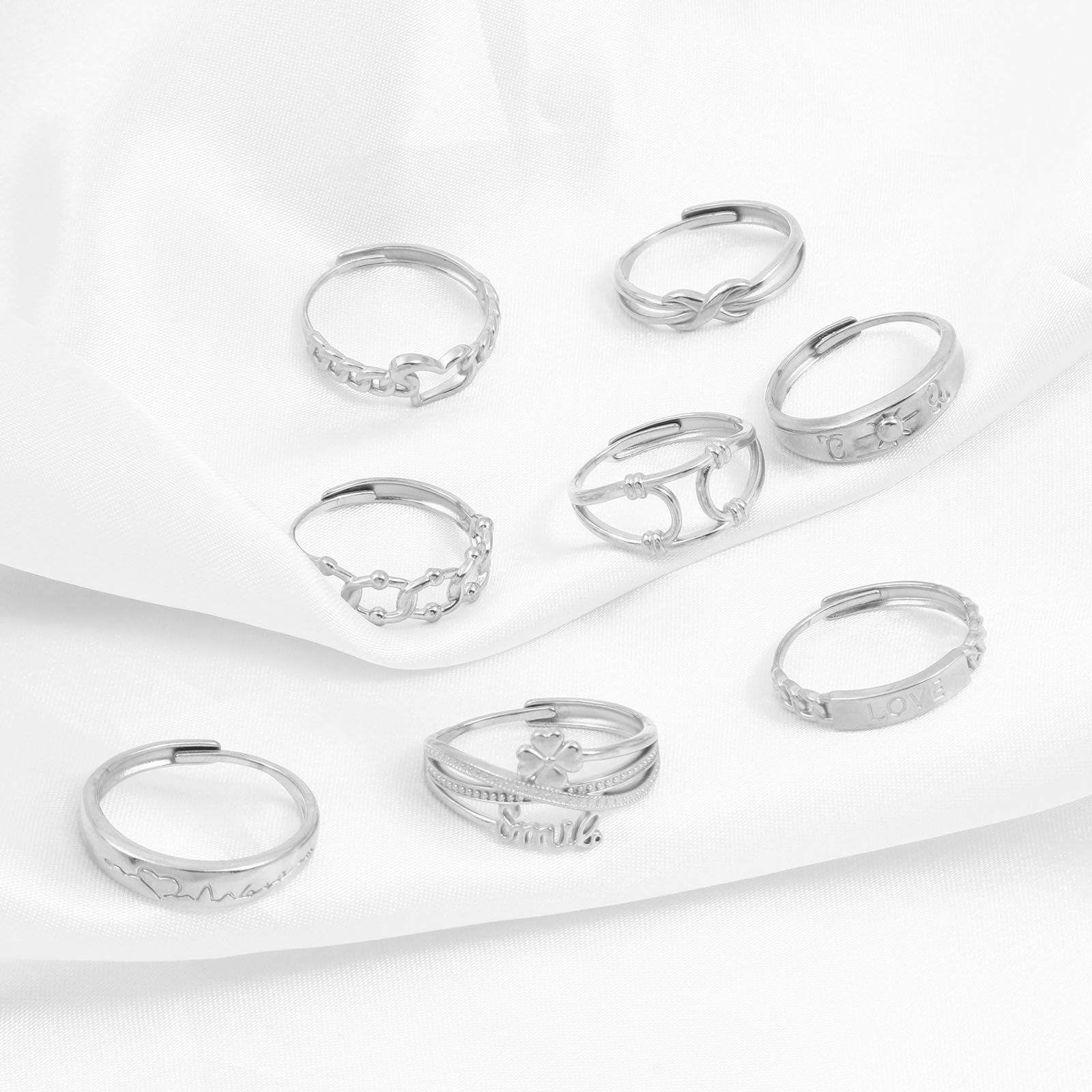 Imagen de 304 Acero Inoxidable Abierto Ajustable Anillos Tono de Plata 1 Unidad
