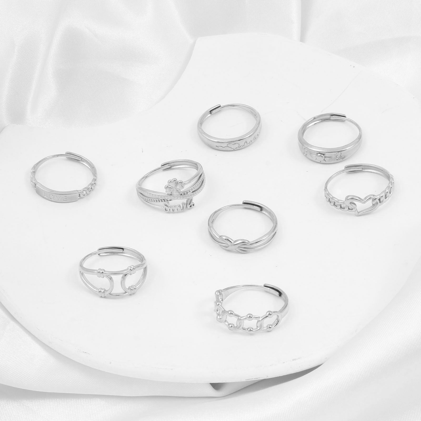Imagen de 304 Acero Inoxidable Abierto Ajustable Anillos Tono de Plata 1 Unidad