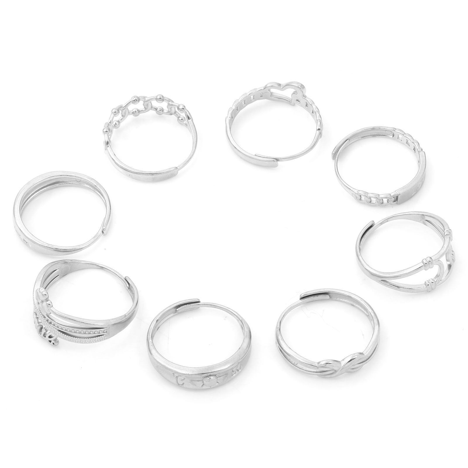Imagen de 304 Acero Inoxidable Abierto Ajustable Anillos Tono de Plata 1 Unidad