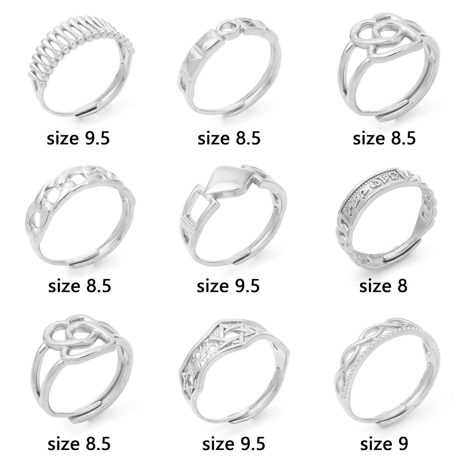 Picture of 304 Stainless Steel Open Adjustable Rings Silver Tone