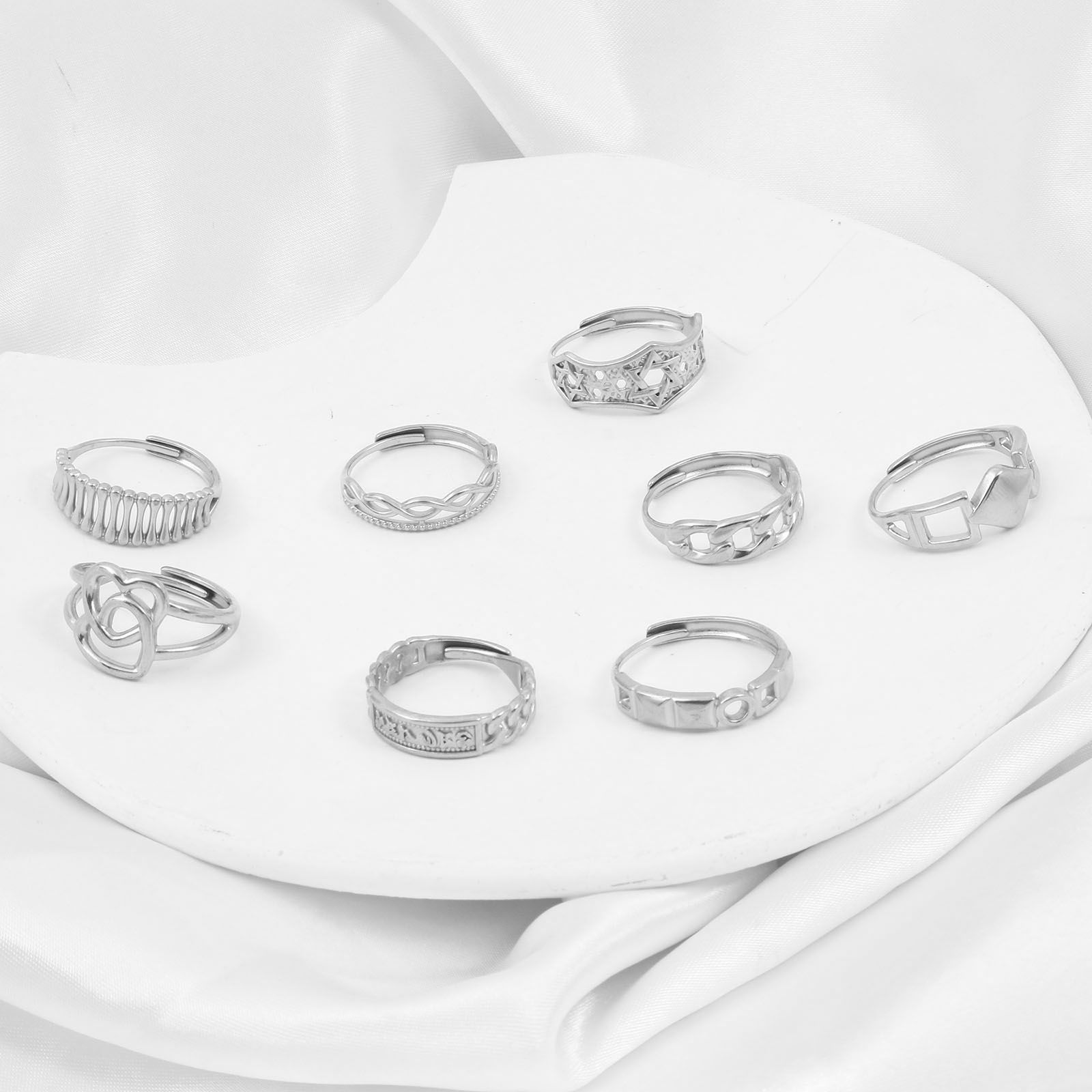 Picture of 304 Stainless Steel Open Adjustable Rings Silver Tone