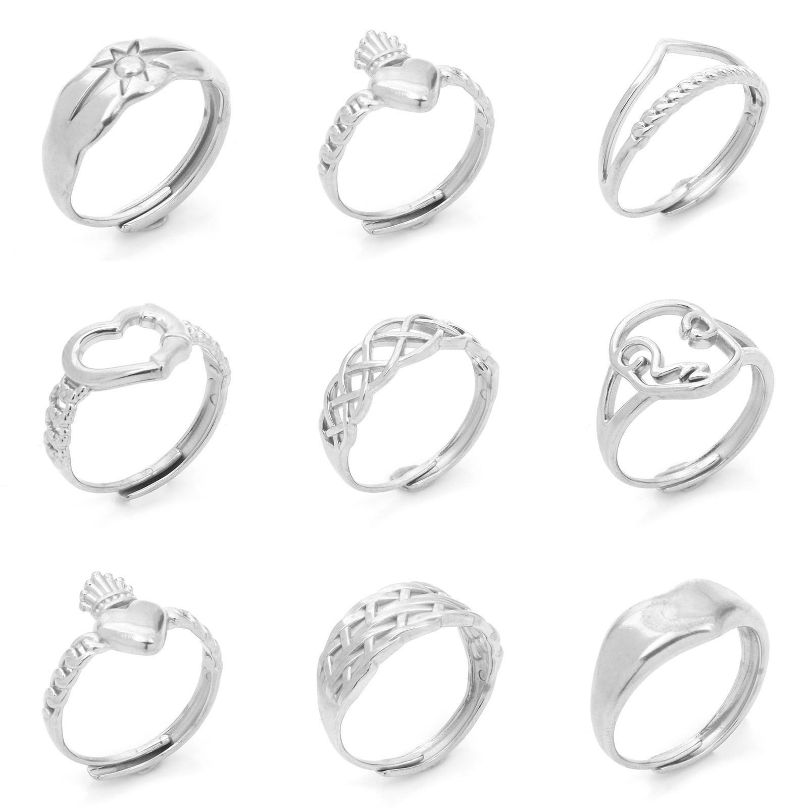 Picture of 304 Stainless Steel Open Adjustable Rings Silver Tone
