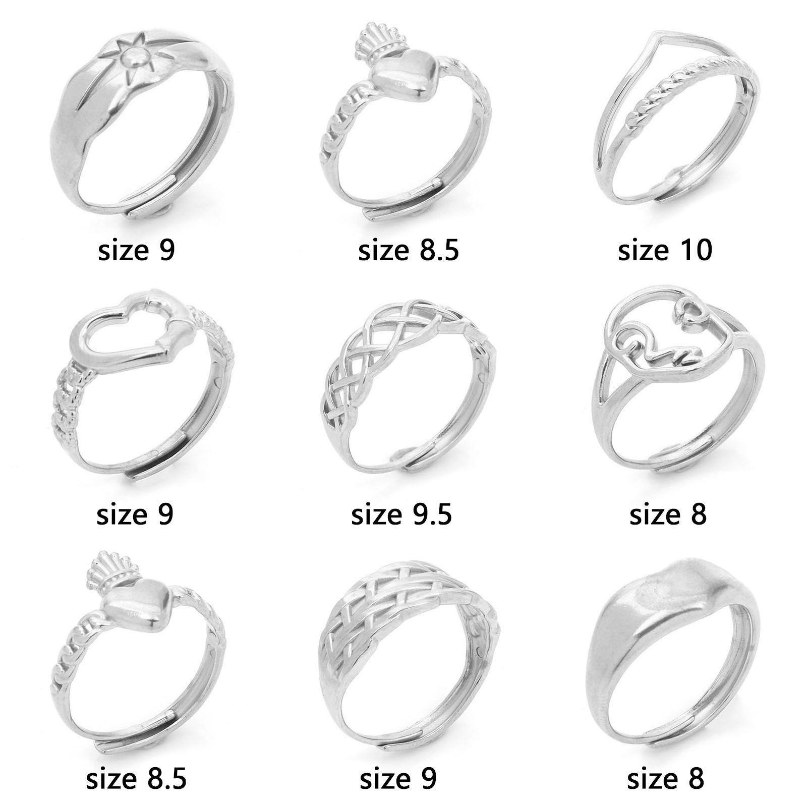 Picture of 304 Stainless Steel Open Adjustable Rings Silver Tone