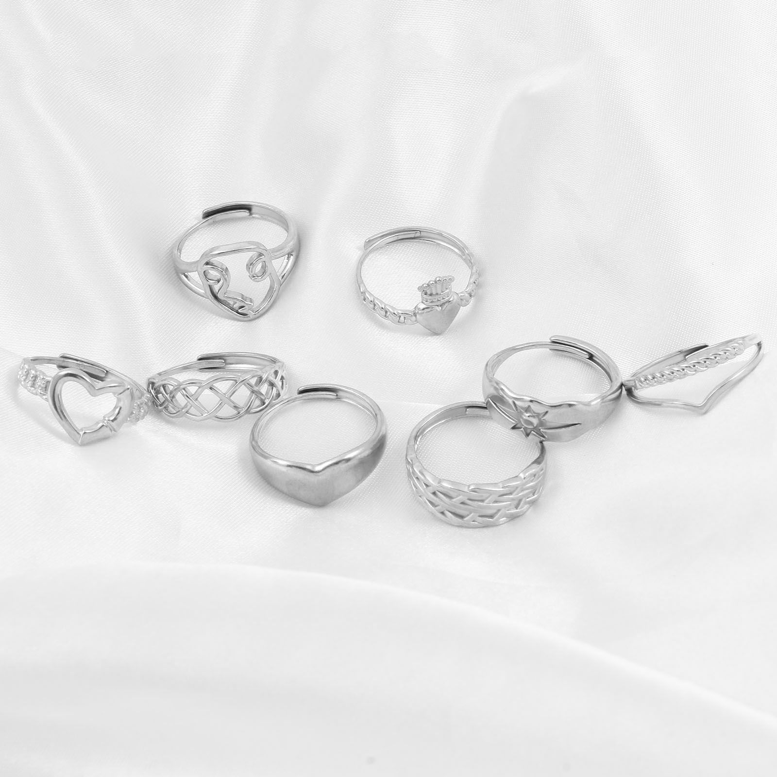 Picture of 304 Stainless Steel Open Adjustable Rings Silver Tone