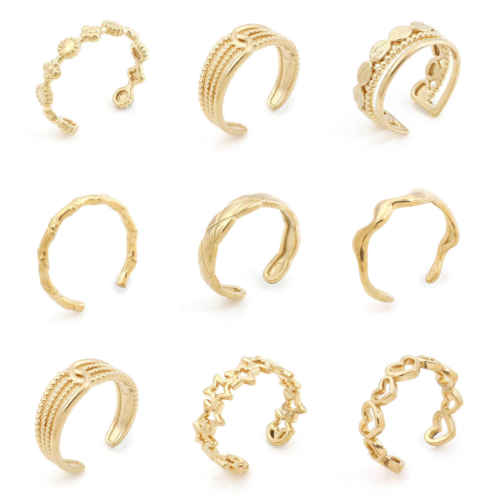 Picture of 304 Stainless Steel Open Adjustable Rings Gold Plated