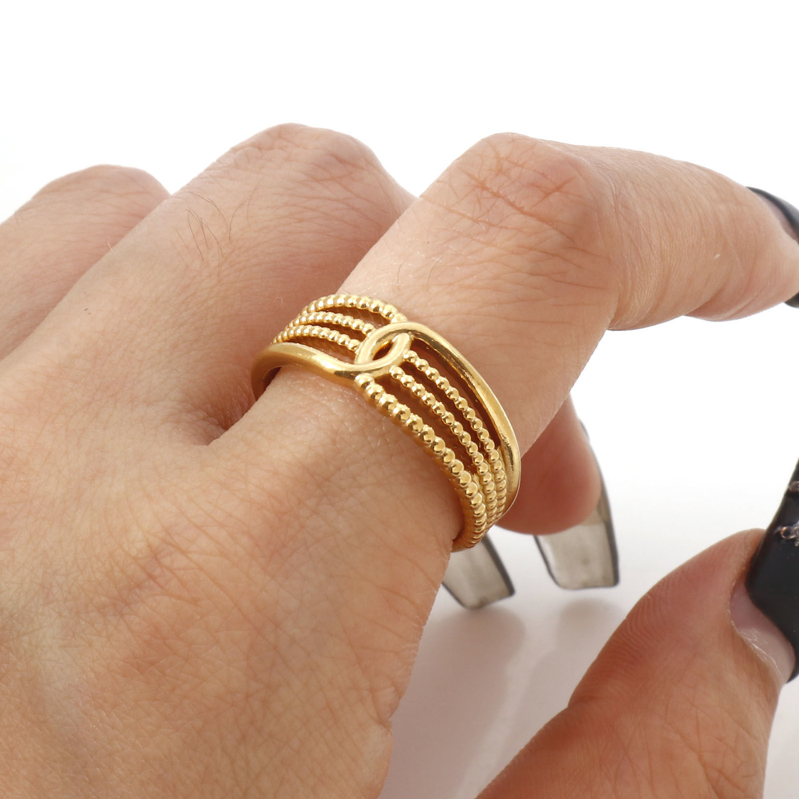 Picture of 304 Stainless Steel Open Adjustable Rings Gold Plated